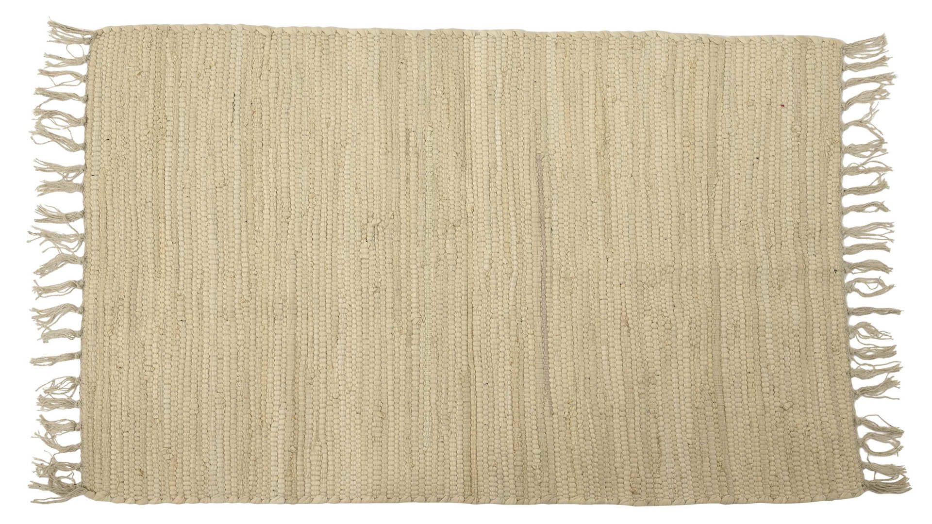 Naturteppich Kaemingk aus Naturfaser in Beige Fransen-Teppich beige Baumwolle - ca. 91 x 60 cm