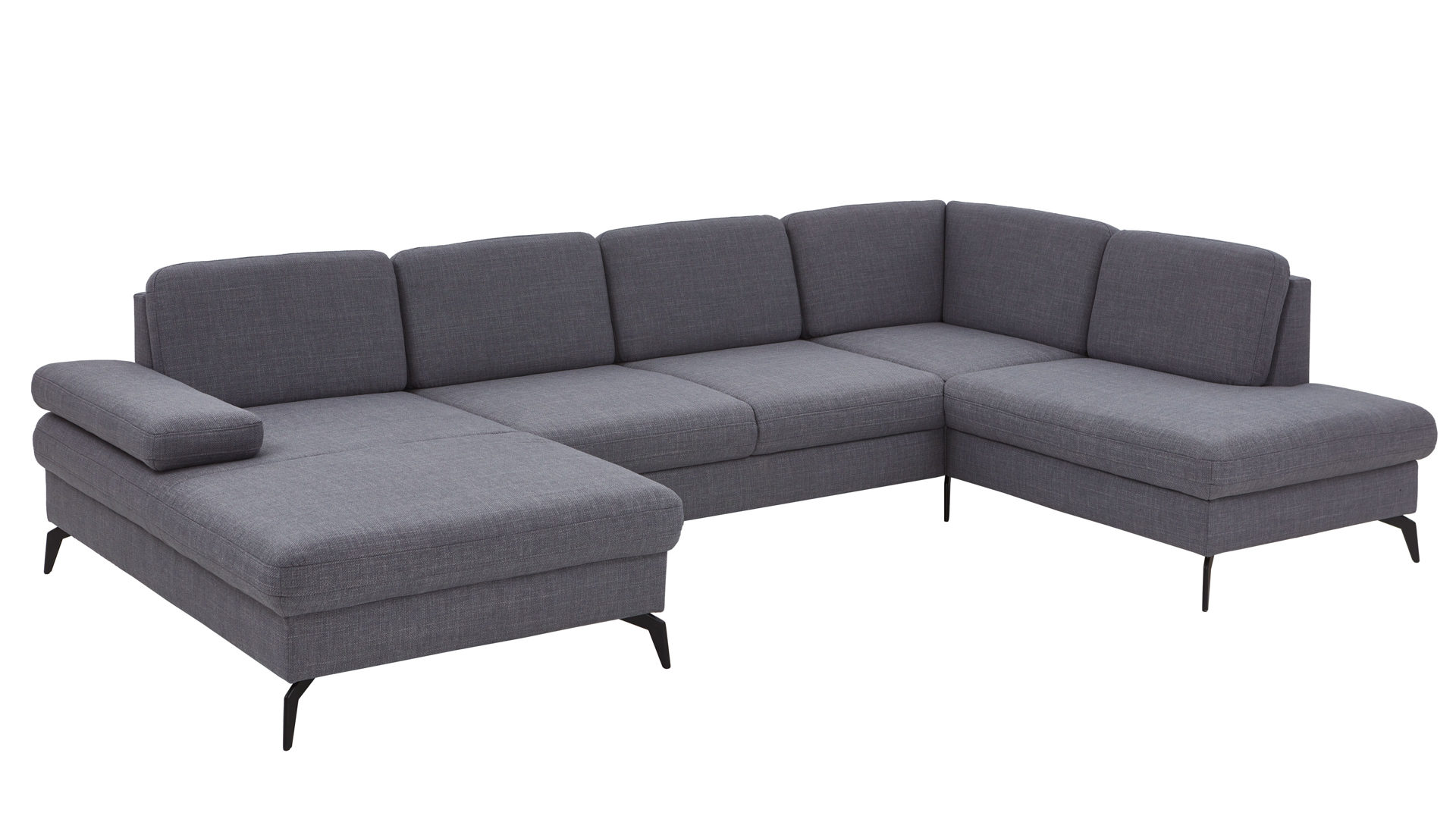 Ecksofa Steinpol sit & more aus Stoff in Dunkelgrau Polsterprogramm Morris - Wohnlandschaft dunkelgraues Flachgewebe - Stellfläche ca. 337 x 215 cm