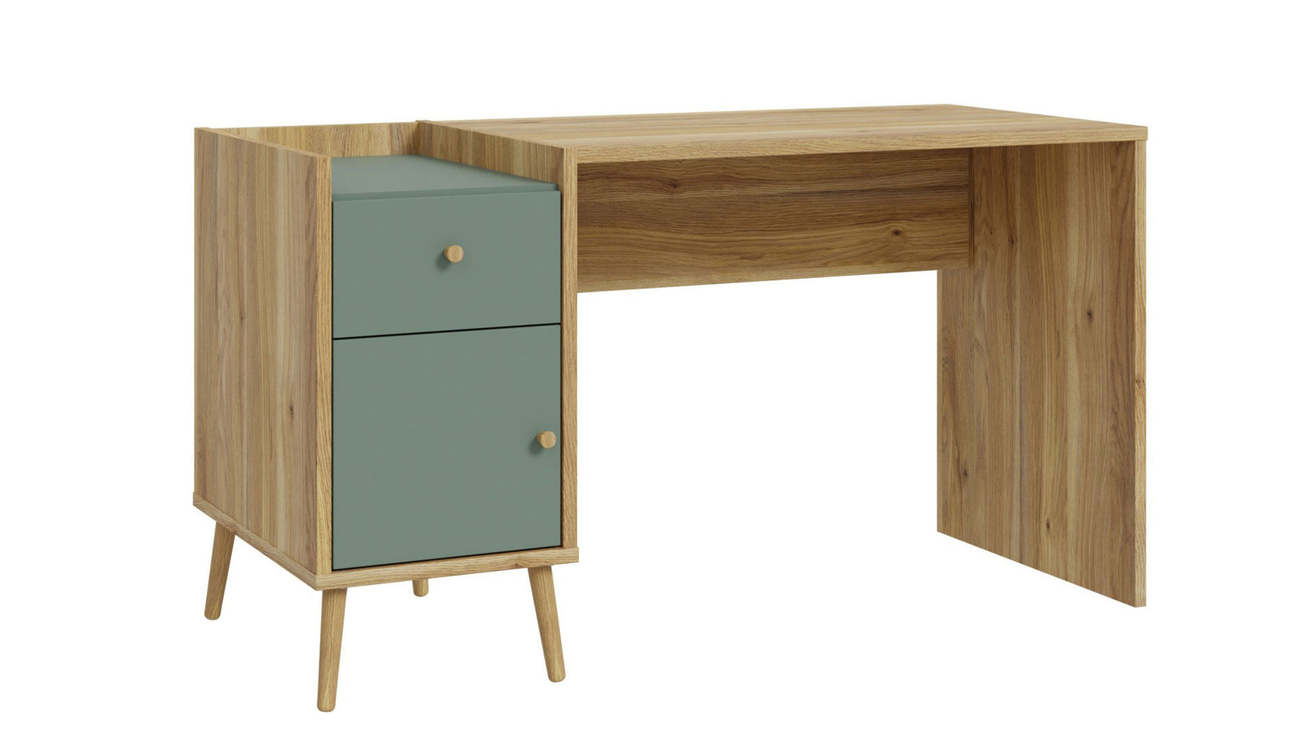 Schreibtisch Forte® aus Holz in Grün Jugendprogramm Whenua Young Room - Schreibtisch Salbei Grün & Mauvella Eiche – ca. 140 x 60 cm