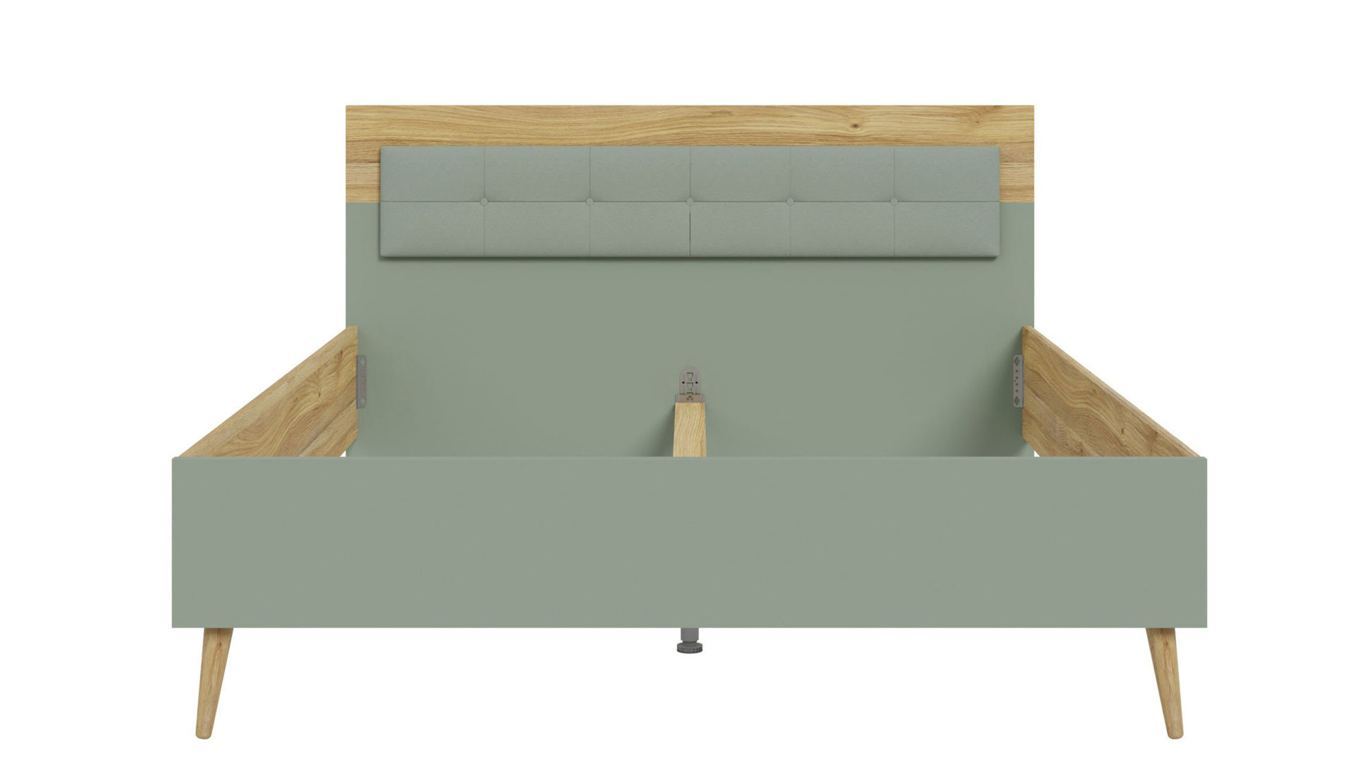 Bettgestell Forte aus Holz in Grün Schlafzimmerprogramm Whenua Sleeping - Bettgestell Salbei Grün & Mauvella Eiche – Liegefläche ca. 160 x 200 cm