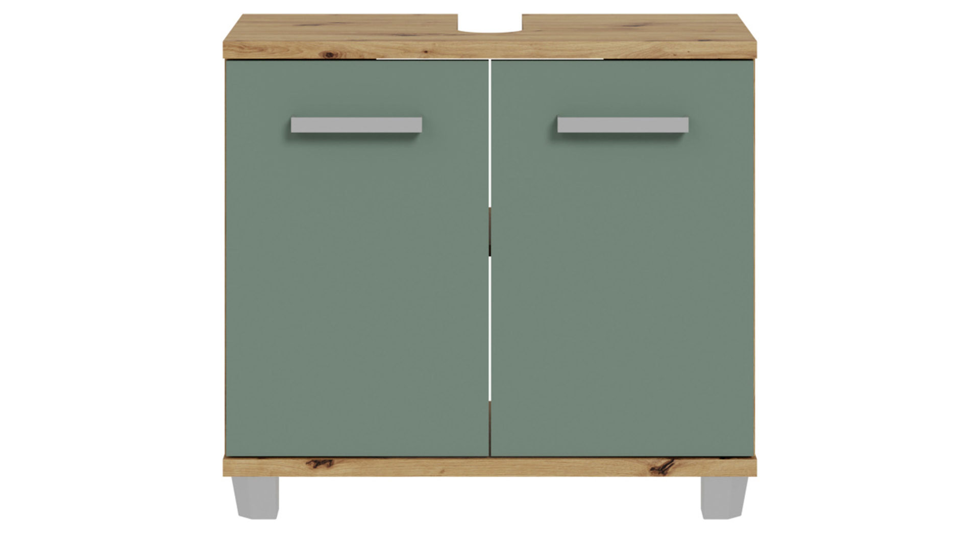 Waschbeckenunterschrank Forte® aus Holz in Grün Badezimmerprogramm Veris - Waschbeckenunterschrank Salbei Grün & Artisan Eiche – ca. 69 x 62 cm