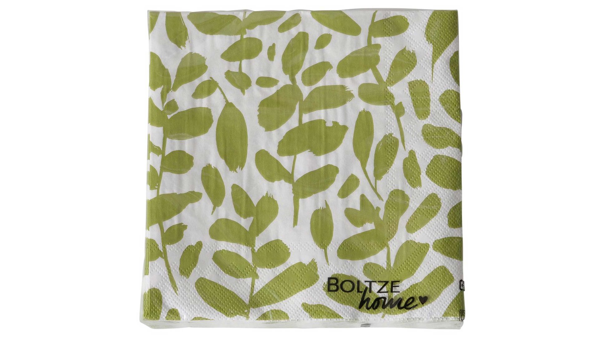 Serviette Boltze aus Karton / Papier / Pappe in Hellgrün Servietten Fago hellgrüne Blätter – ca. 17 x 17 cm