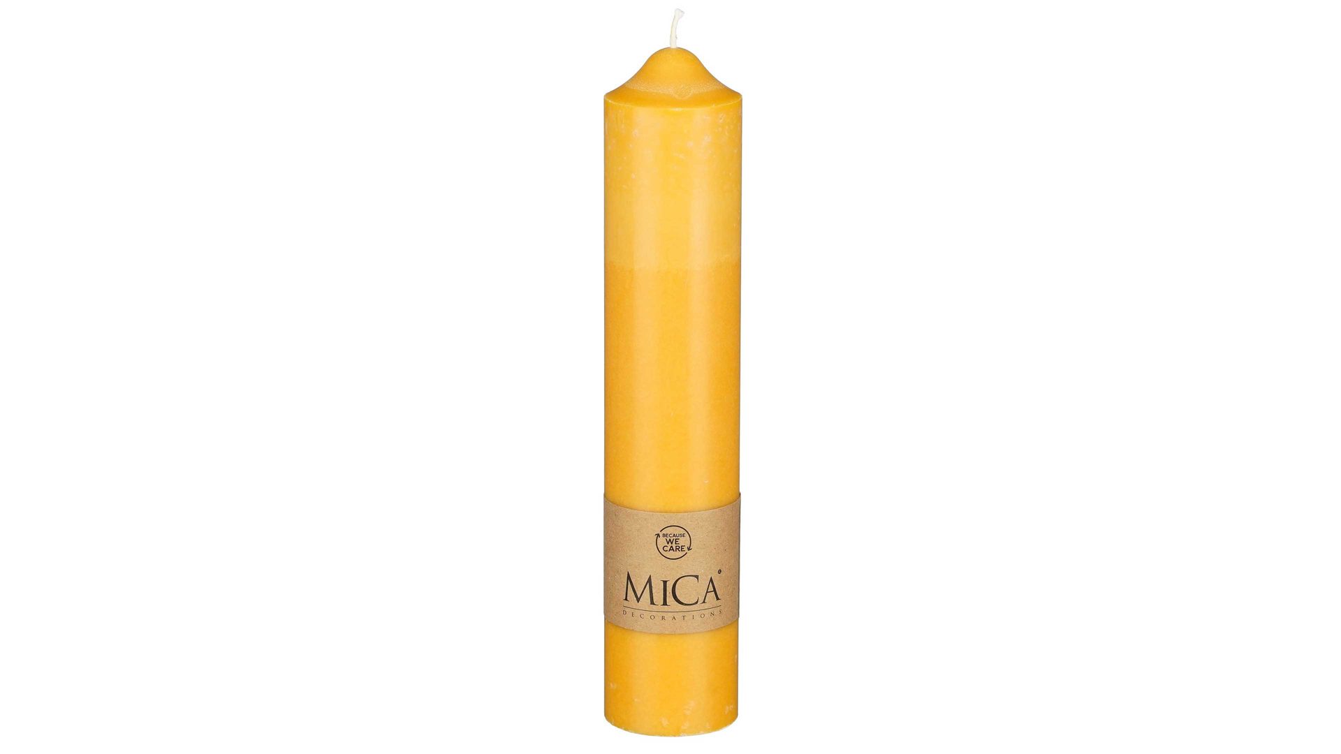 Kerze Edelman® aus Wachs in Gelb Pillarkerze ockerfarbenes Stearin - Höhe ca. 25 cm