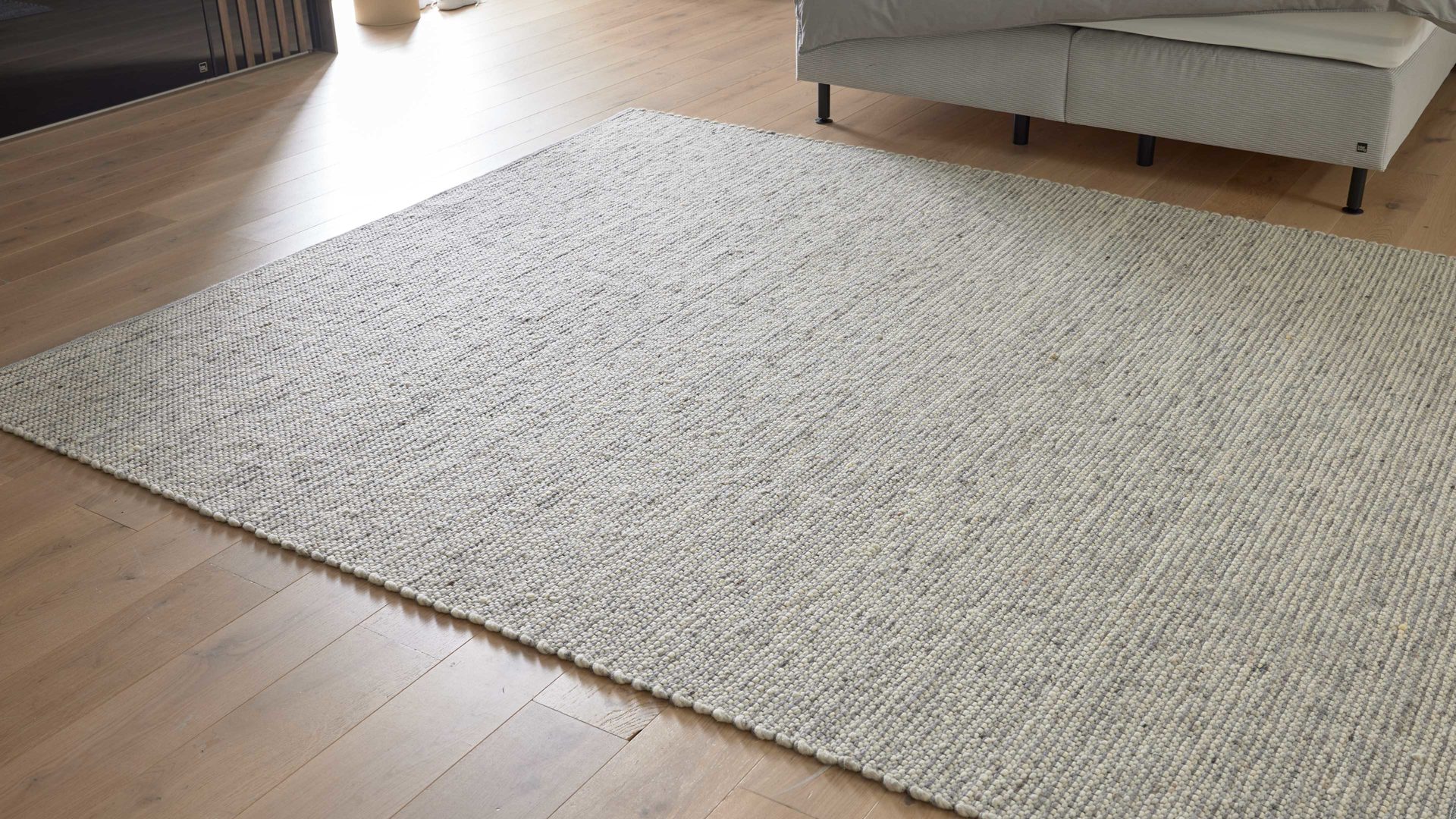 Handwebteppich Interliving aus Naturfaser in Weiß Interliving Teppich Serie B-8003 weiß melierte Schurwolle – ca. 70 x 130 cm