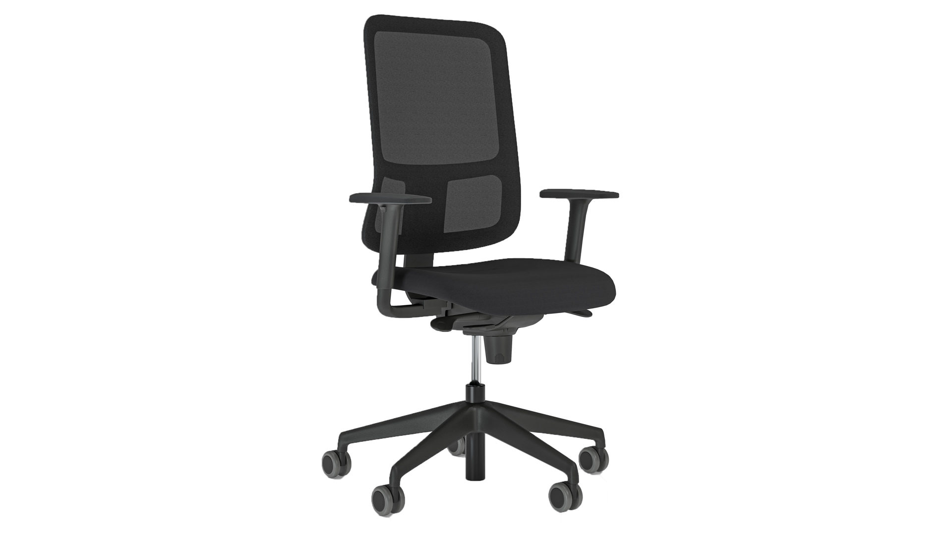 Bürostuhl Nowystyl aus Stoff in Schwarz Bürostuhl Utila Swivel schwarzer Bezug Mesh MT60999, Sempre SM 01 & schwarzes Drehkreuz