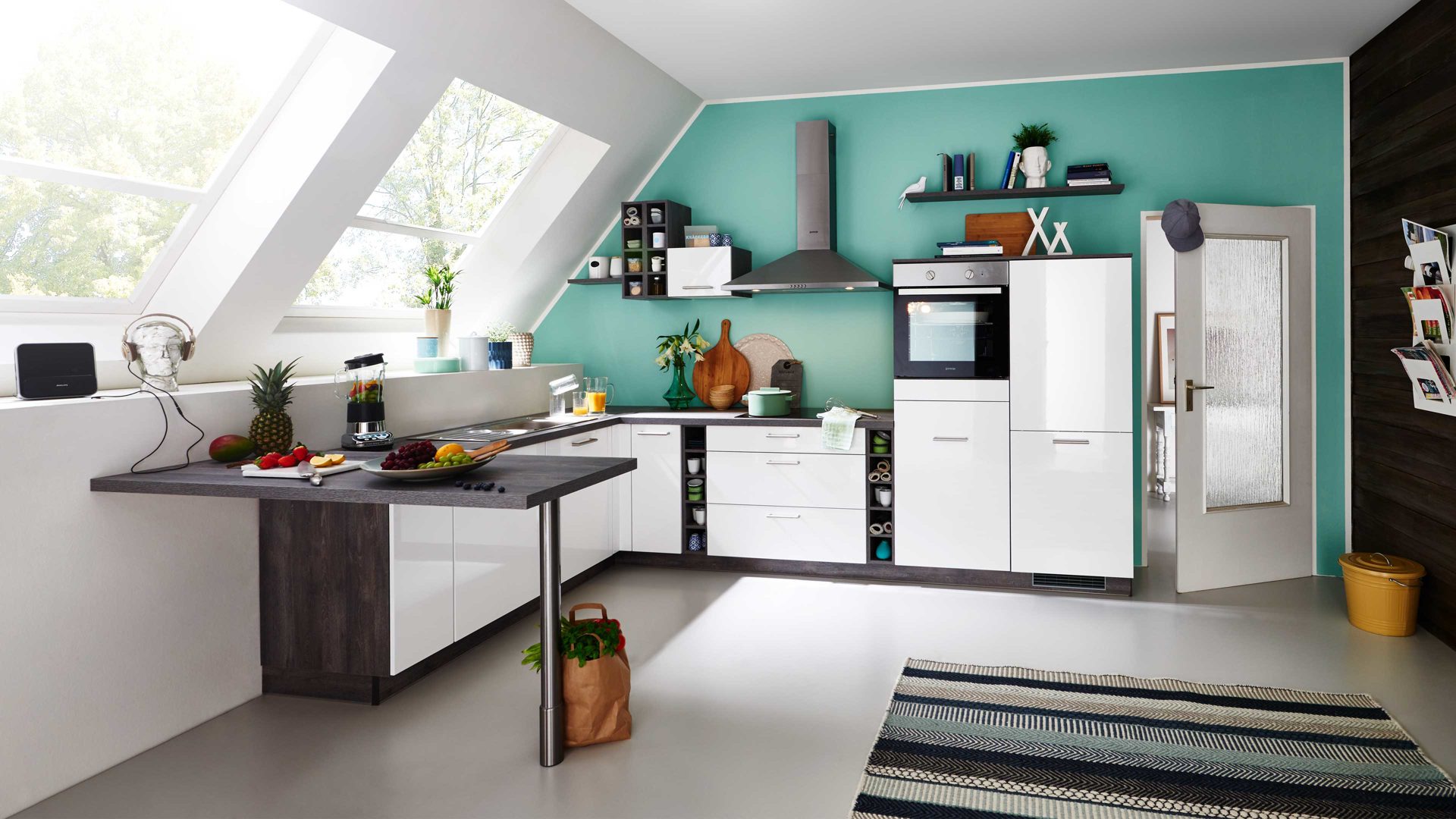 Einbauküche Pino küchen aus Holz in Weiß pino Einbauküche inklusive Einbaugeräte Hochglanz Weiß - Stellfläche ca. 275 x 335 cm