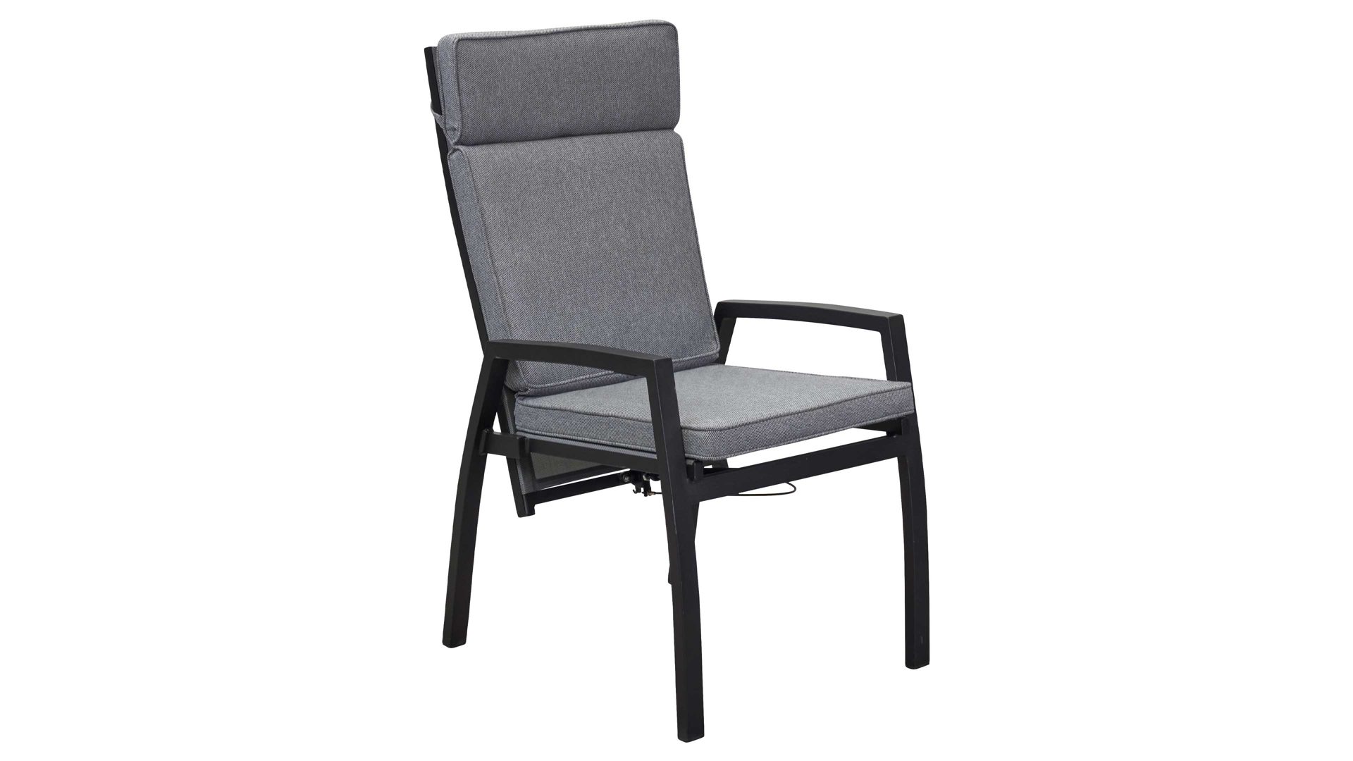Gartenstuhl /-sessel L.c. wholesaler aus Metall in Schwarz Gartenstuhl Sondrino mit Rückenlehnenverstellung graues Textilgewebe & Bezug, schwarzes Aluminium