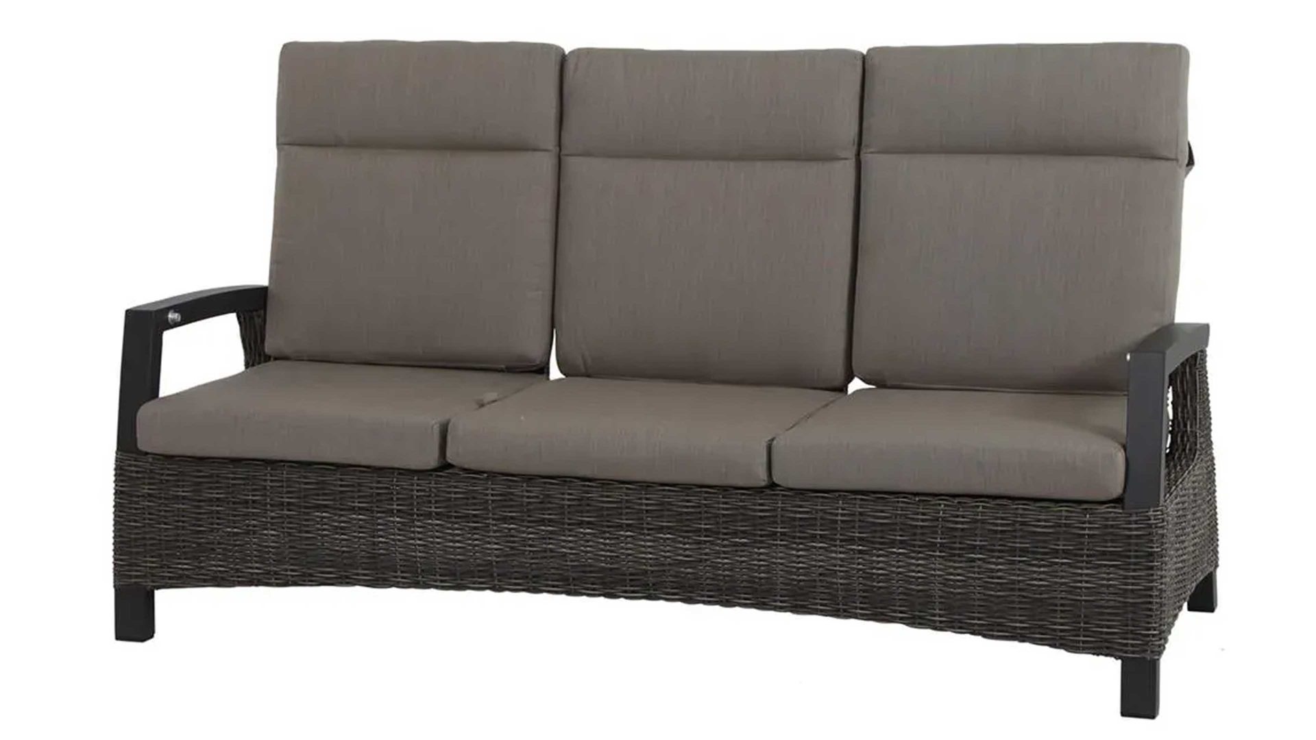 Gartensofa Gautzsch aus Geflecht in Grau Gartensofa Corido mit Polsterauflage holzkohlefarbenes Gardino®-Geflecht & Aluminium - Länge ca. 195 cm