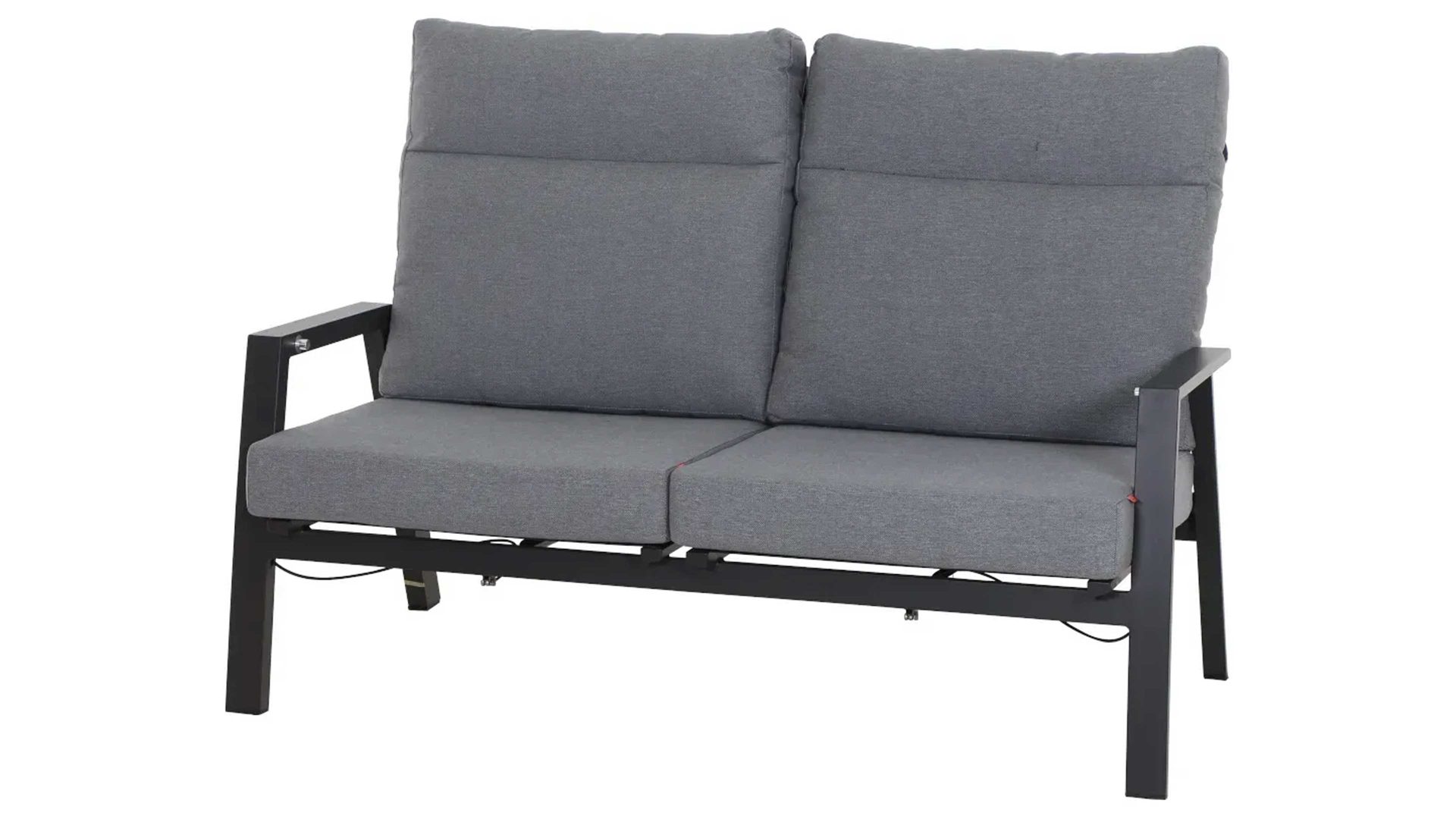 Gartensofa Gautzsch aus Kunstfaser in Dunkelgrau Gartenmöbel-Serie Valencia - Move Loungesofa mit Auflagen dunkelgraues Ranotex® & anthrazitfarbenes Aluminium - Länge ca. 153 cm