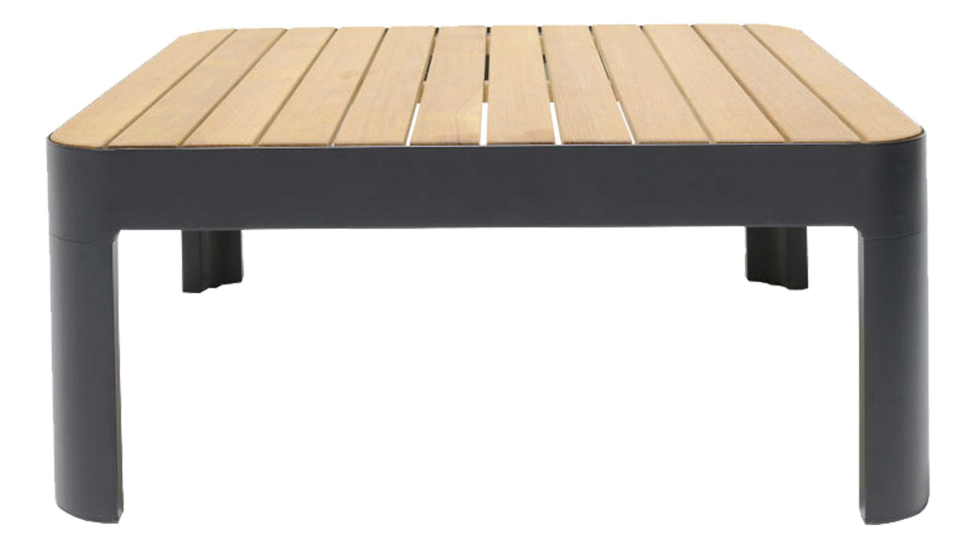 Gartentisch Scancom aus Holz in Holzfarben LifestyleGarden® Loungemöbel-Serie Portals - Couchtisch Teakholz & schwarzes Aluminium - ca. 72 x 72 cm