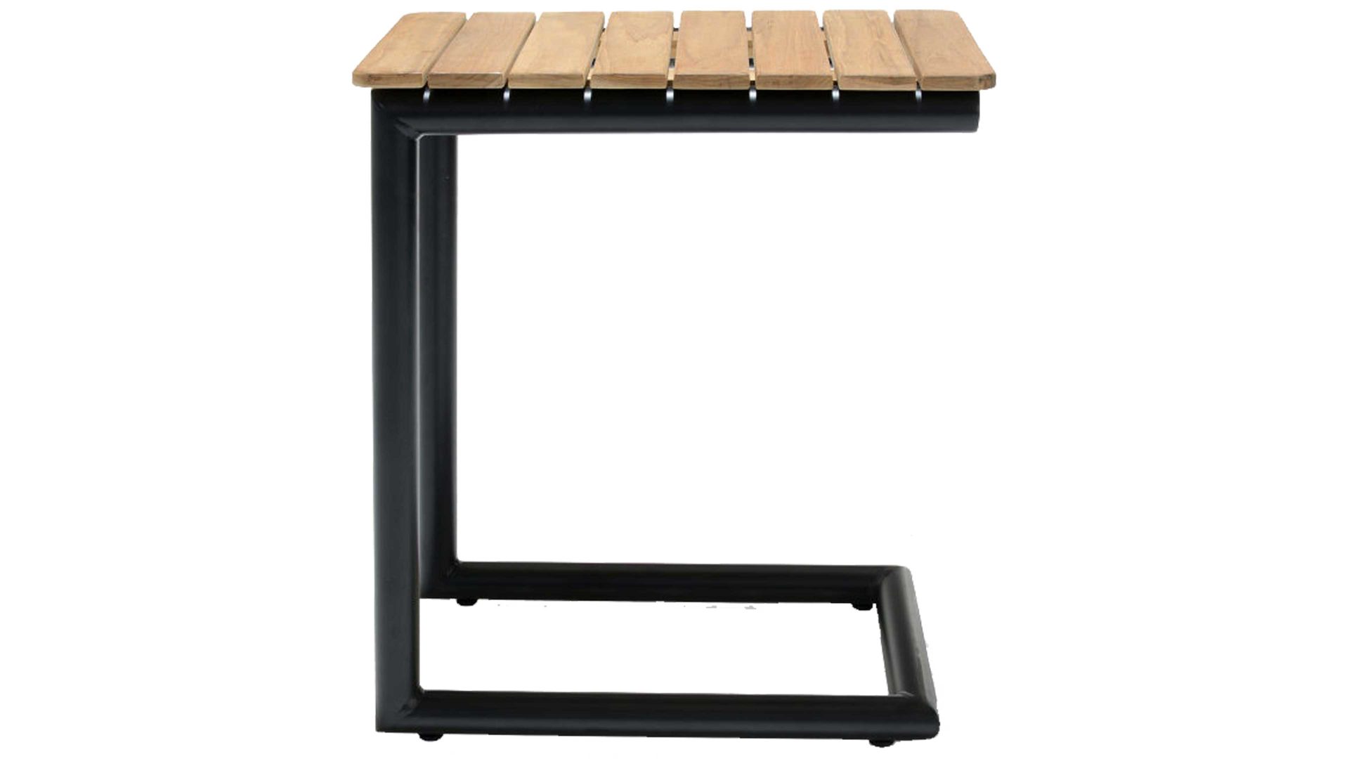 Gartentisch Scancom aus Holz in Holzfarben LifestyleGarden® Loungemöbel-Serie Portals - Beistelltisch Teakholz & schwarzes Aluminium - Höhe ca. 55 cm
