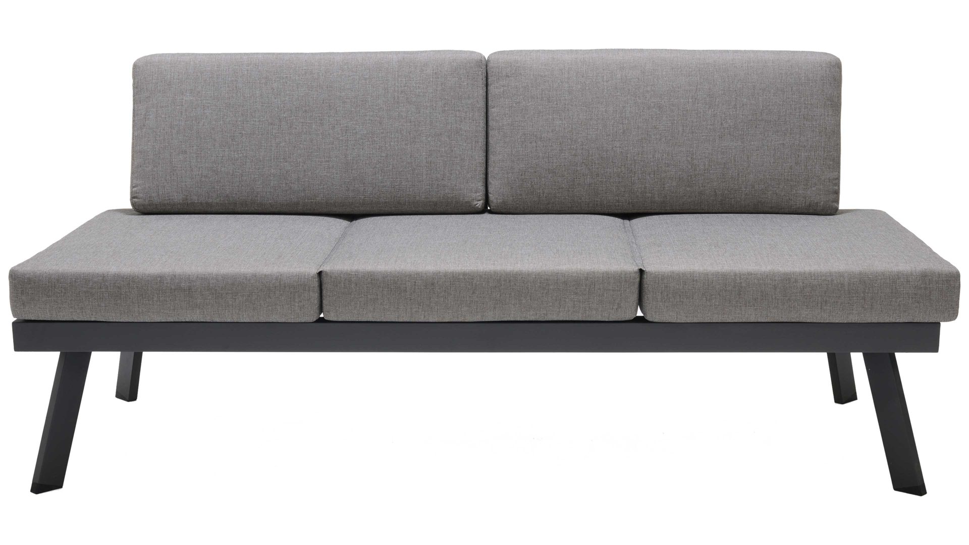 Gartensofa Scancom aus Kunstfaser in Grau LifestyleGarden® Gartenmöbel Serie Opal - Multifunktionssofa grauer Olefinbezug & Aluminium - Länge ca. 180 cm