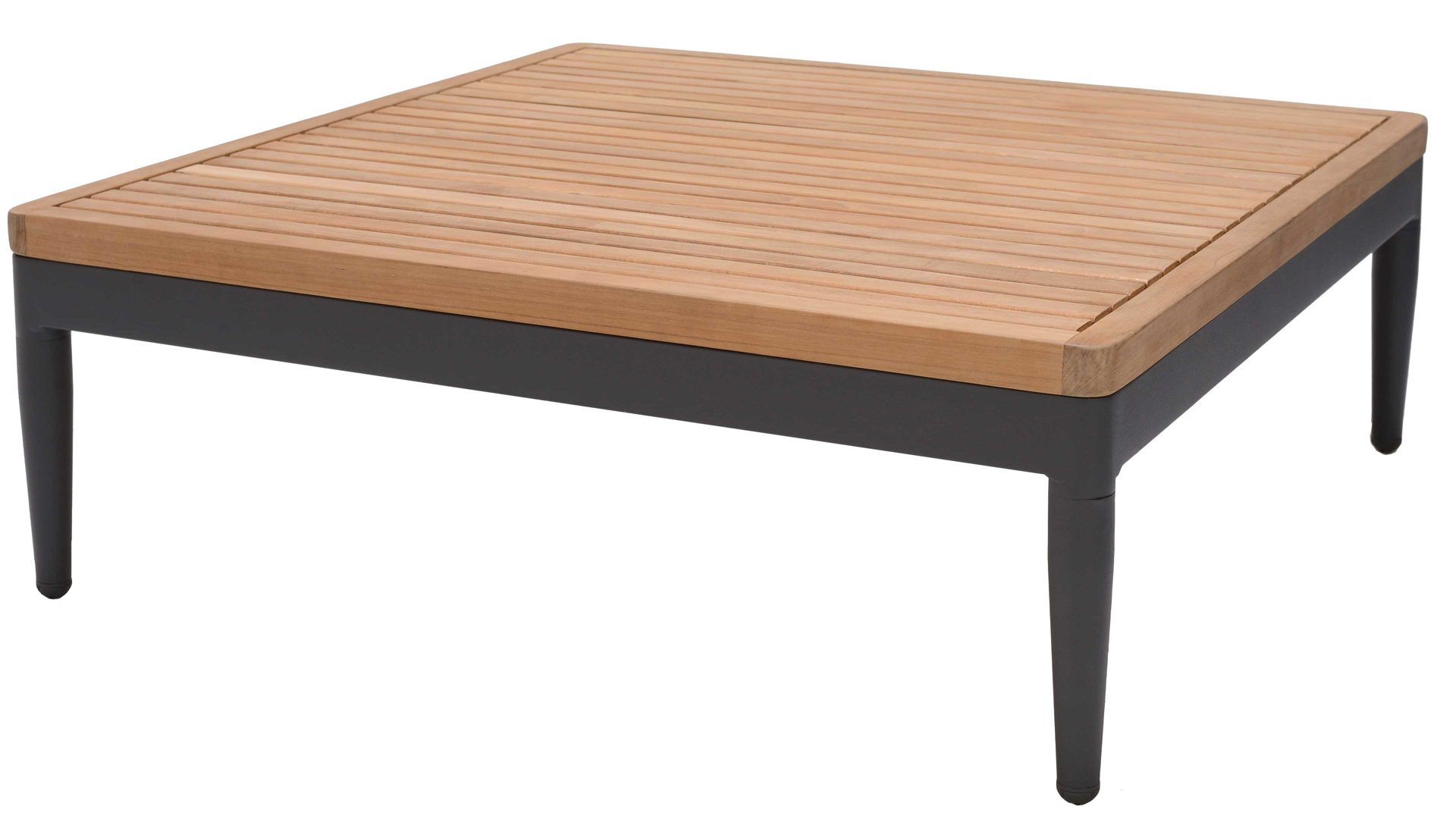 Gartentisch Scancom aus Holz in Holzfarben LifestyleGarden® Gartenmöbel Serie Topaz Teakholz & graues Aluminium - ca.  80 x 80 cm