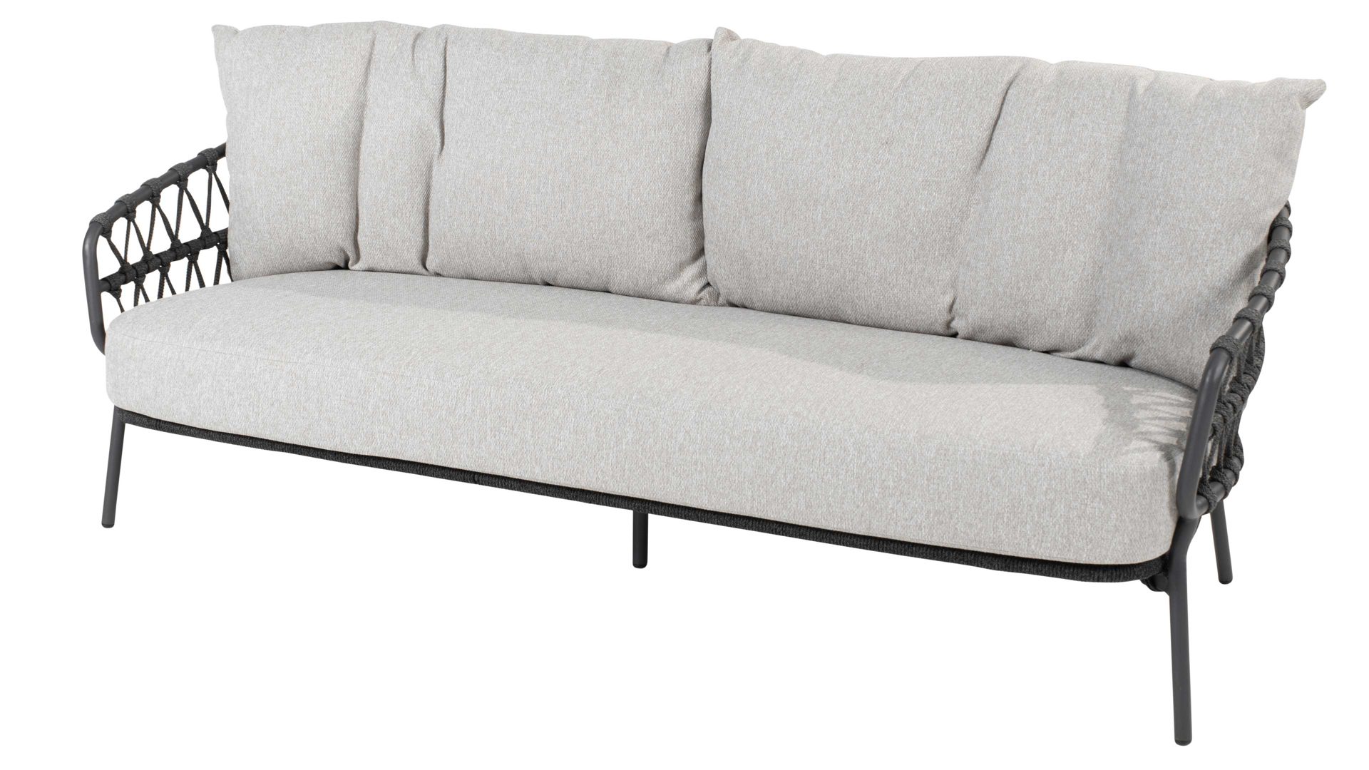 Gartensofa 4so® 4 seasons outdoor aus Kunstfaser in Hellgrau 4SO® Lounge-Serie Calpi - Living Sofa hellgrauer Olefinbezug & anthrazitfarbenes Rope - Länge ca. 197 cm