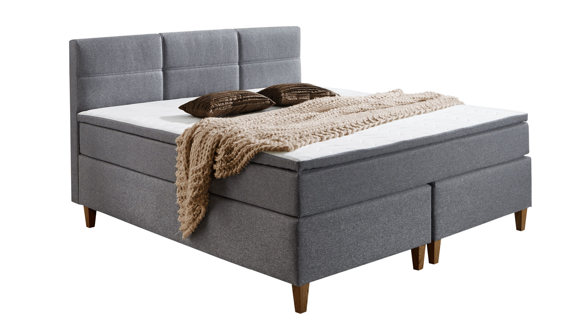 Boxspringbett Sun garden | 162719 aus Stoff in Grau Boxspringbett Kenora grauer Bezug 50512-710 – Liegefläche ca. 180 x 200 cm
