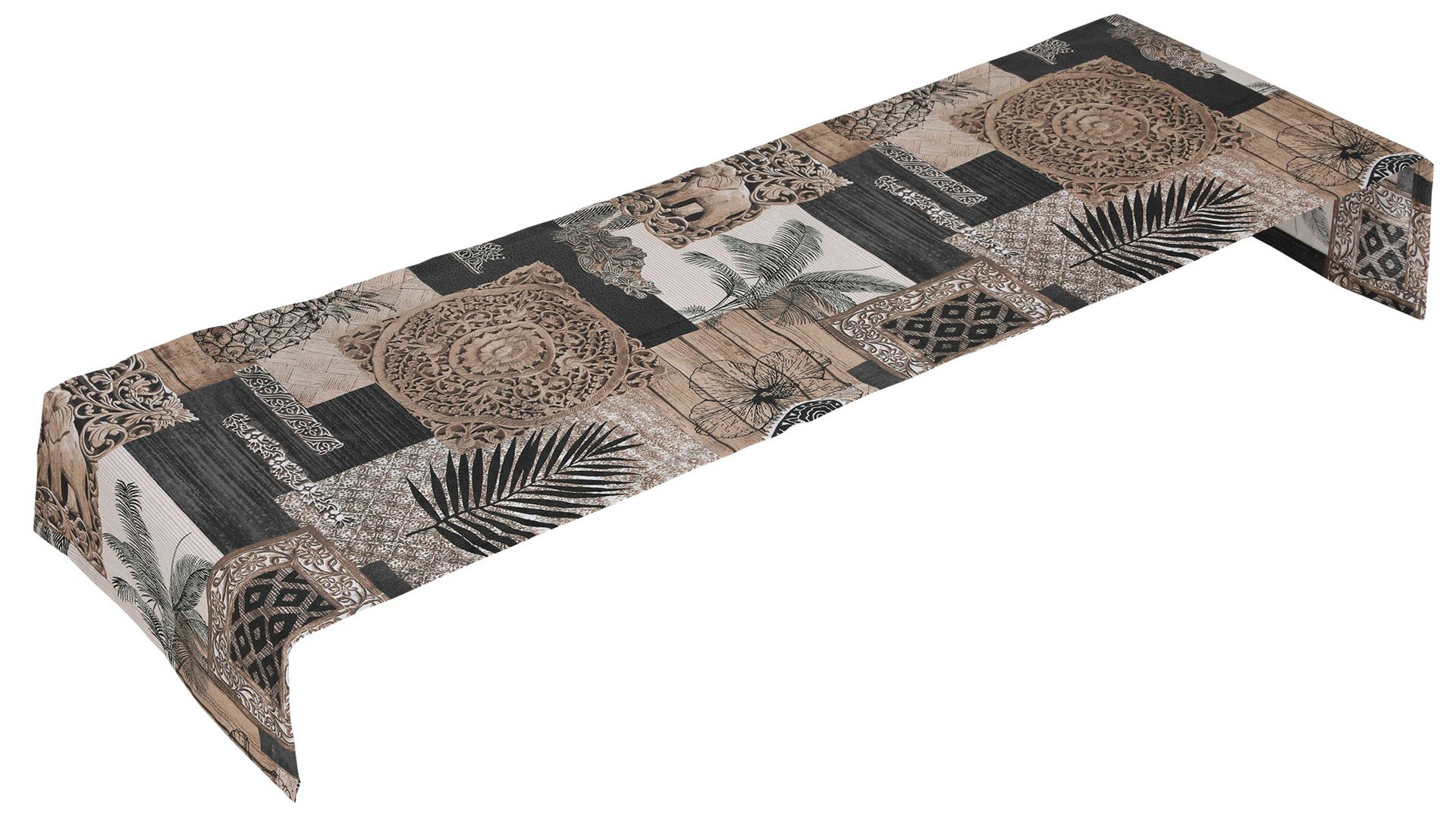 Tischläufer Go-de textil aus Stoff in Braun GO-DE TEXTIL Auflagen Serie 29 - Tischläufer Boho Style Motiv - ca. 140 x 40 cm