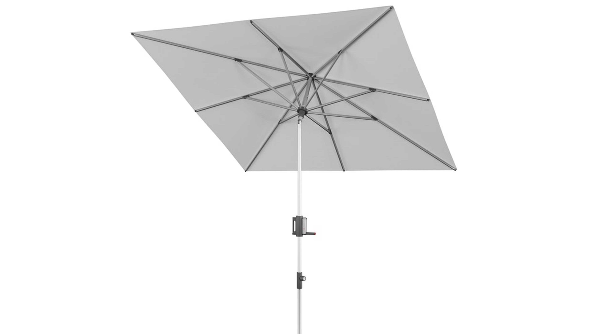 Sonnenschirm Doppler® aus Kunstfaser in Hellgrau Knirps® Kurbel-Sonnenschirm Apoll mit EASY TILT® hellgraue Bespannung – ca. 240 x 240 cm