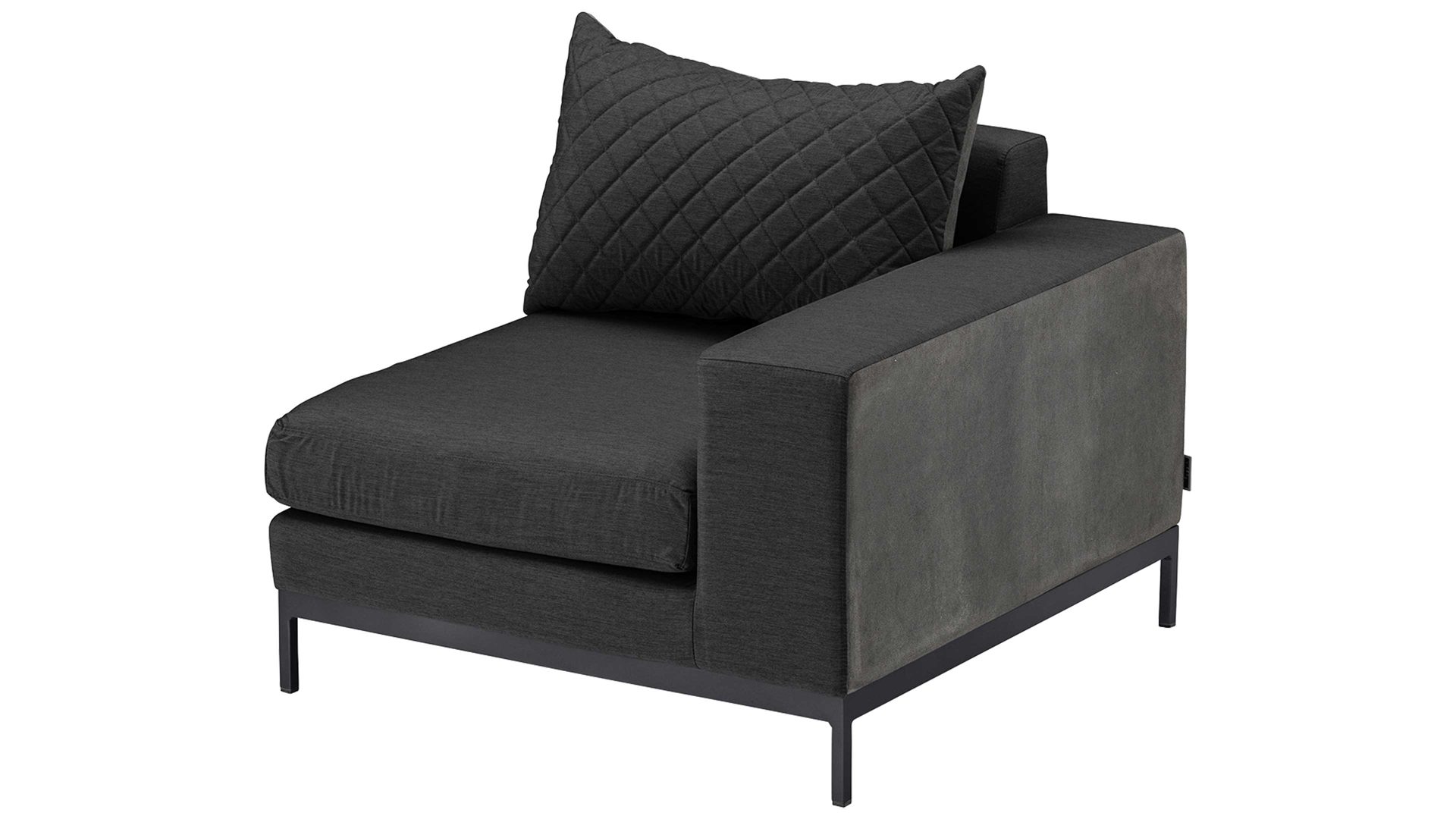 Gartenstuhl /-sessel Kettler aus Kunstfaser in Schwarz KETTLER Lounge Serie Ego Modular - rechtes Abschlusselement rußfarbener Bezug 7700 & anthrazitfarbenes Aluminium - Breite ca. 92 cm