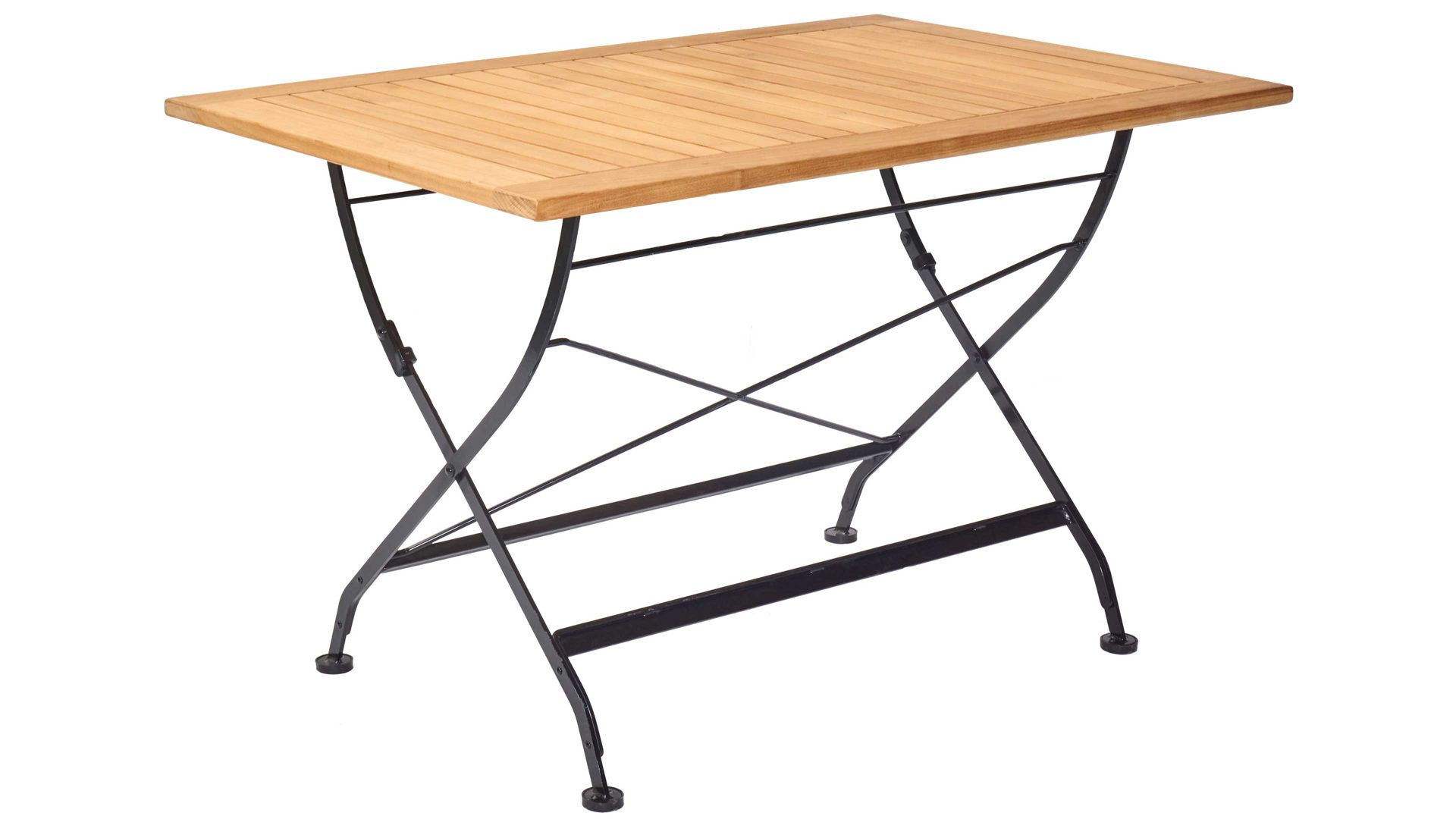 Gartentisch L.c. wholesaler aus Holz in Holzfarben Gartenmöbel Serie Wimbledon - Klapptisch Teakholz & schwarzer Stahl - ca. 120 x 80 cm