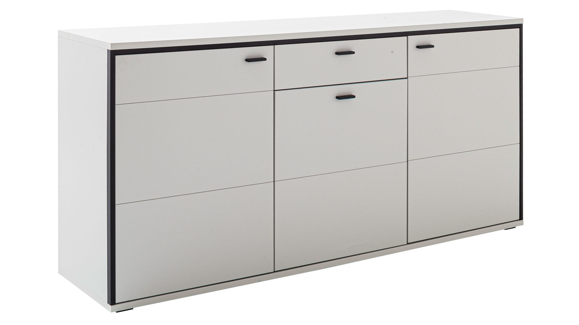 Sideboard Mca furniture aus Holz in Weiß Wohnprogramm Mori - Sideboard Weiß & Schwarzgrau – ca. 183 x 89 cm