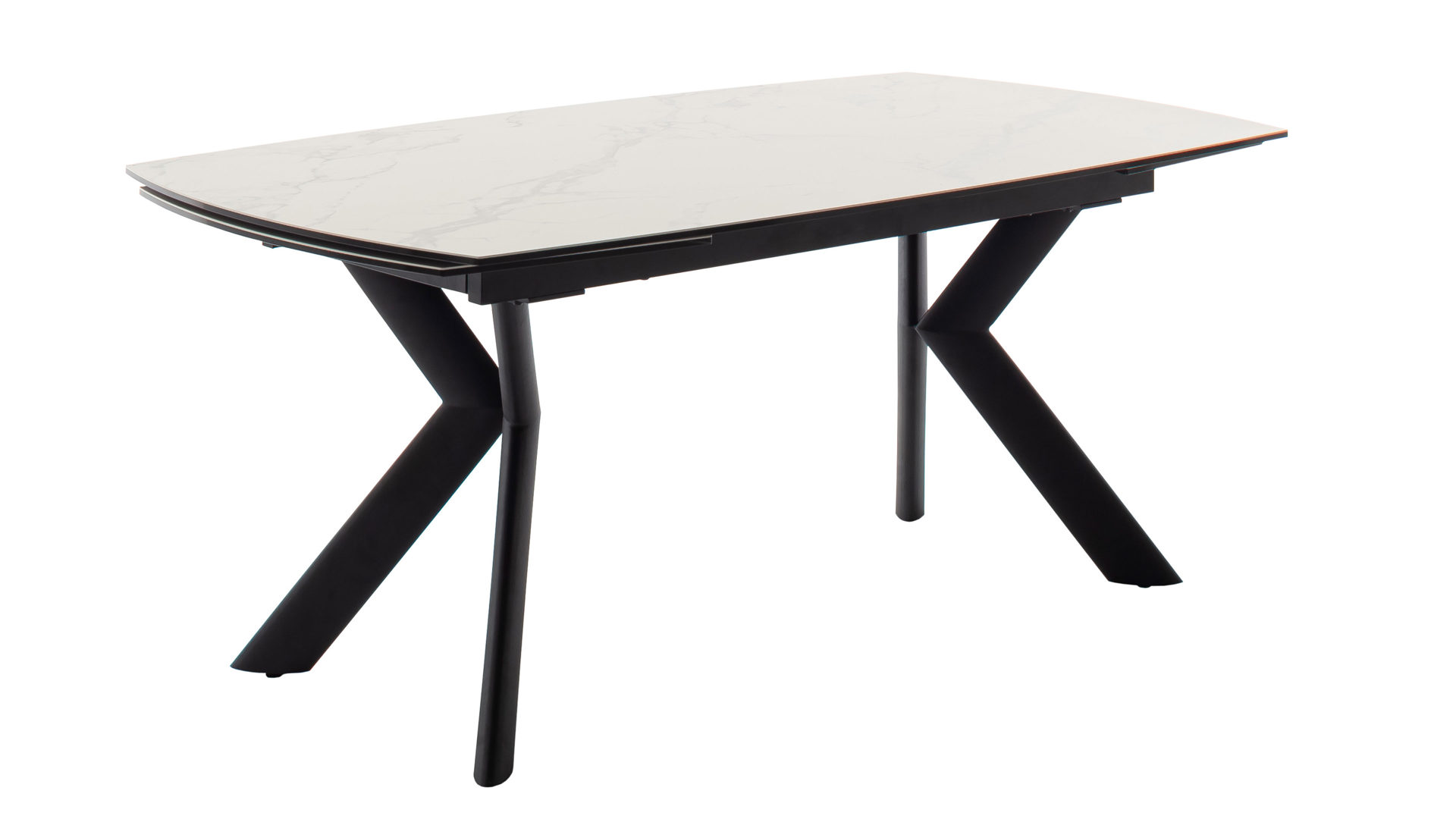 Auszugtisch Mca furniture aus Keramik in Weiß Auszugtisch cremefarben & Schwarz – ca. 180(260) x 100 cm