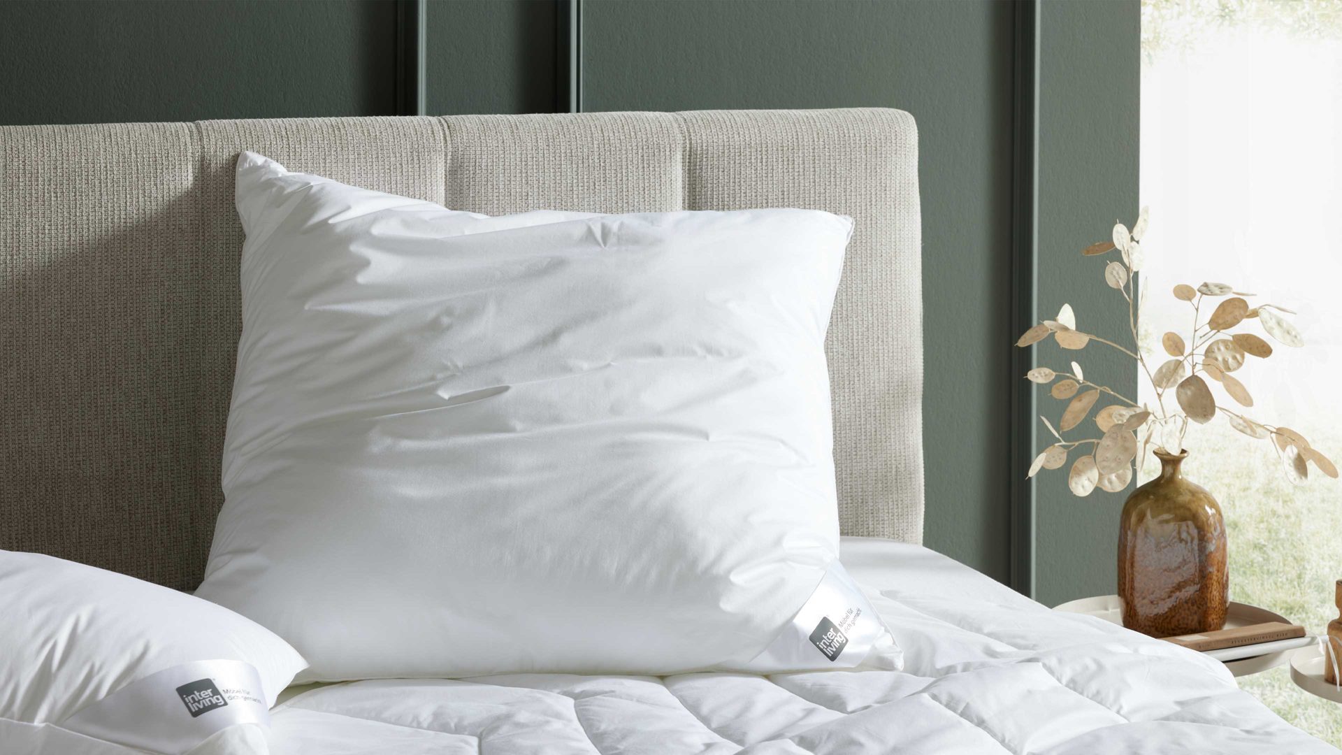 Kopfkissen Interliving aus Stoff in Weiß Interliving Kopfkissen Serie 9201 - Faserkissen glatter Baumwoll-Batist, ca. 1.100 g - ca. 80 x 80 cm