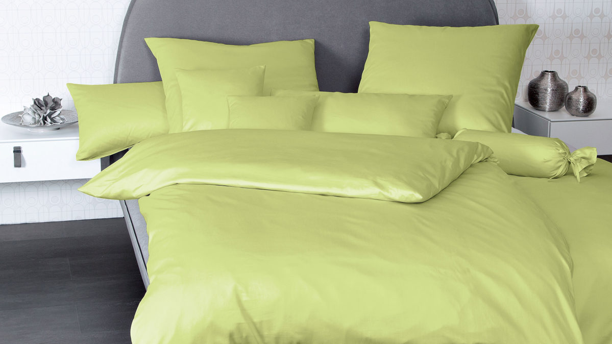 Bettwäsche-Set Janine® aus Naturfaser in Grün Janine® Bettwäsche-Set Apfelgrün - ca. 135 x 200 cm