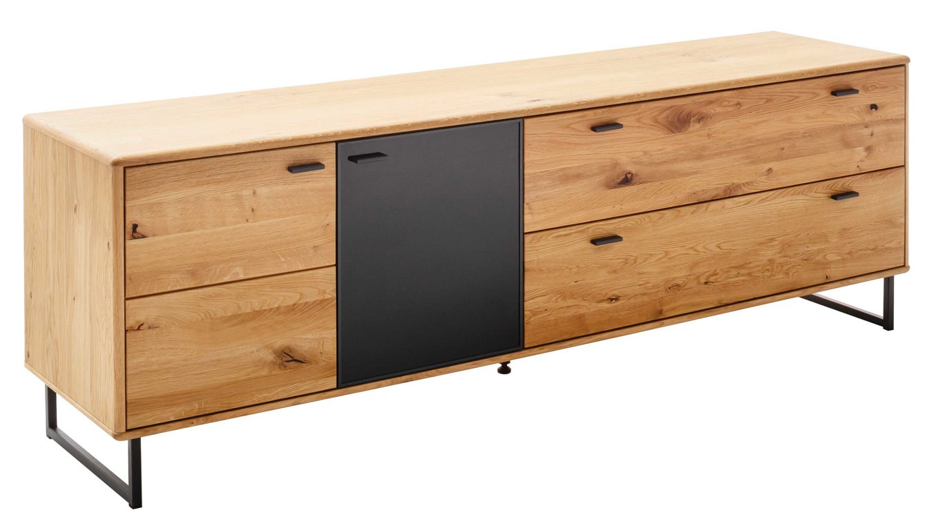 Lowboard Mca furniture aus Holz in Holzfarben Wohnprogramm Arezzo - TV-Element Wildeiche & Anthrazit - zwei Schubladen, zwei Türen, Breite ca. 209 cm