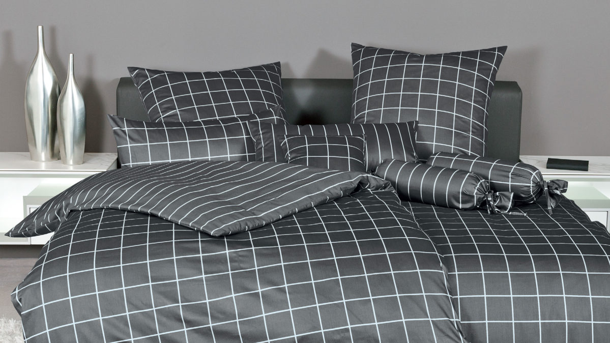Bettwäsche-Set Janine® aus Naturfaser in Anthrazit Janine® Bettwäsche-Set Anthrazit - ca. 135 x 200 cm