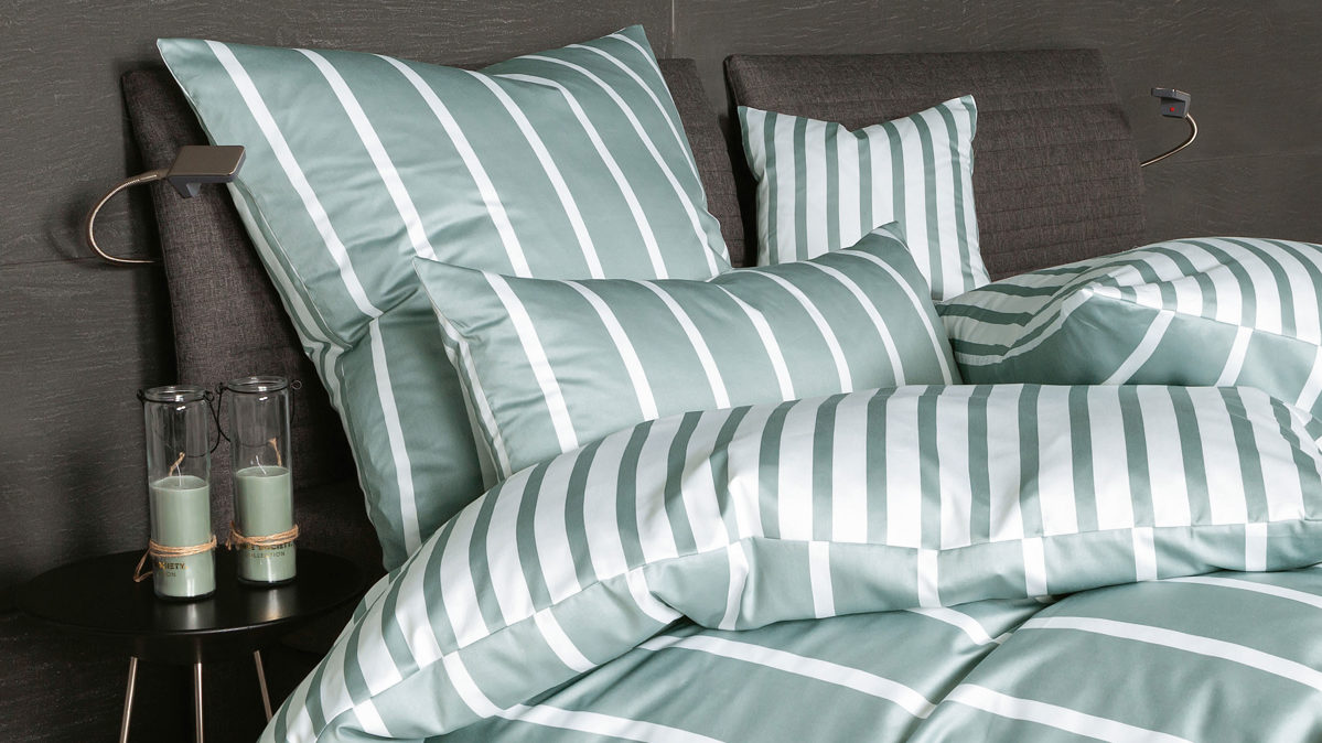 Bettwäsche-Set Janine® aus Naturfaser in Smaragd Janine® Bettwäsche-Set Salbeigrün - ca. 135 x 200 cm