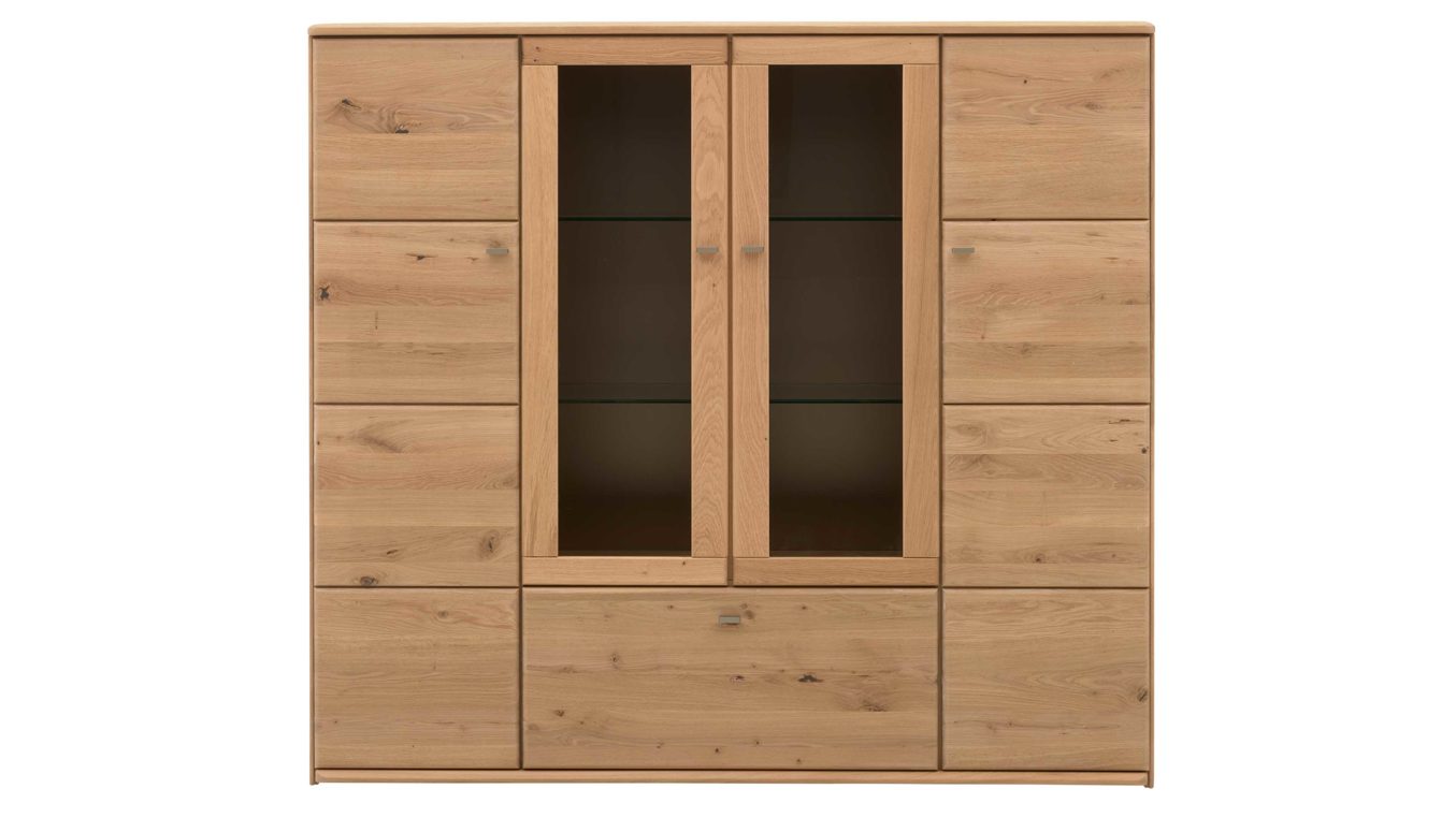 Highboard Interliving aus Holz in Holzfarben Interliving Wohnzimmer Serie 2028 - Highboard Wildeiche - vier Türen, ein Auszug, Breite ca. 162 cm