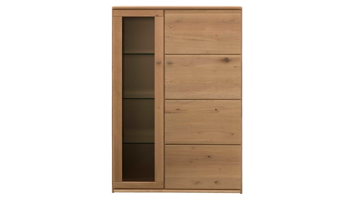 Highboard Interliving aus Holz in Holzfarben Interliving Wohnzimmer Serie 2028 - Highboard Wildeiche - zwei Türen, Breite ca. 102 cm