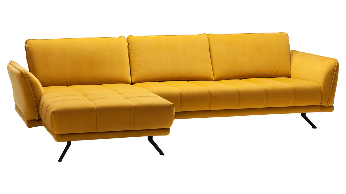 Ecksofa Megapol aus Stoff in Gelb Polsterserie VS-XP-MP1144 - Ecksofa curryfarbene Mikrofaser Salsa - Stellfläche ca. 178 x 285 cm