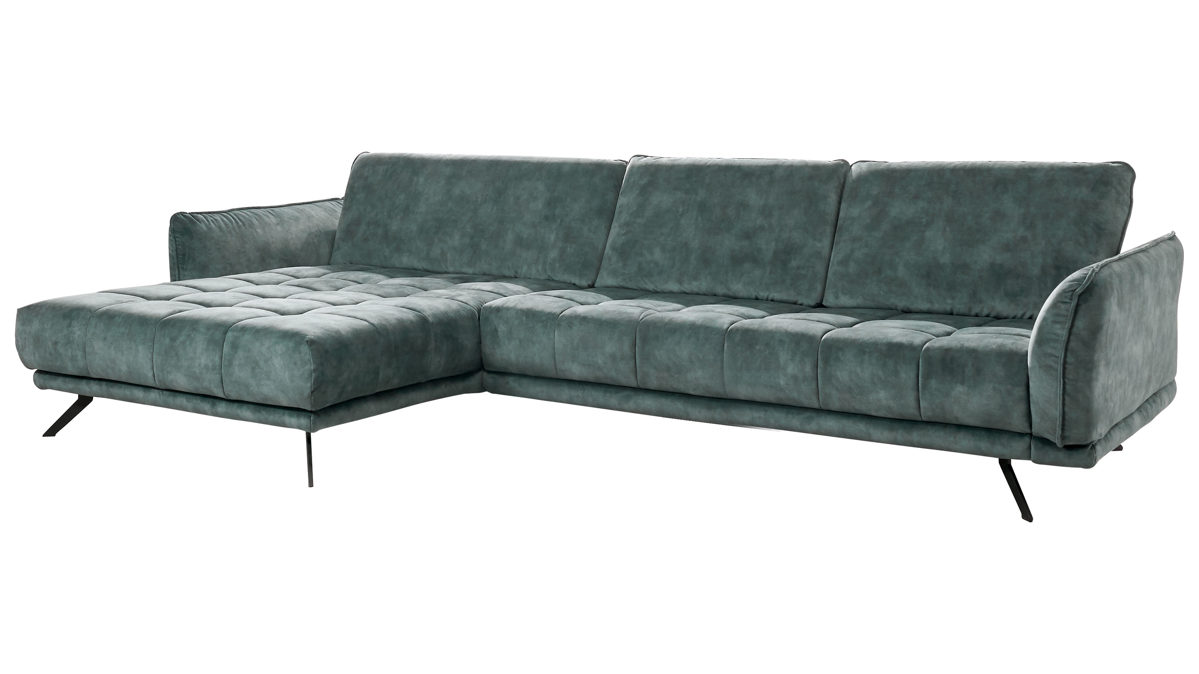 Ecksofa Megapol aus Stoff in Grau Polsterserie VS-XP-MP1144 - Ecksofa rauchfarbene Mikrofaser Salsa - Stellfläche ca. 178 x 285 cm