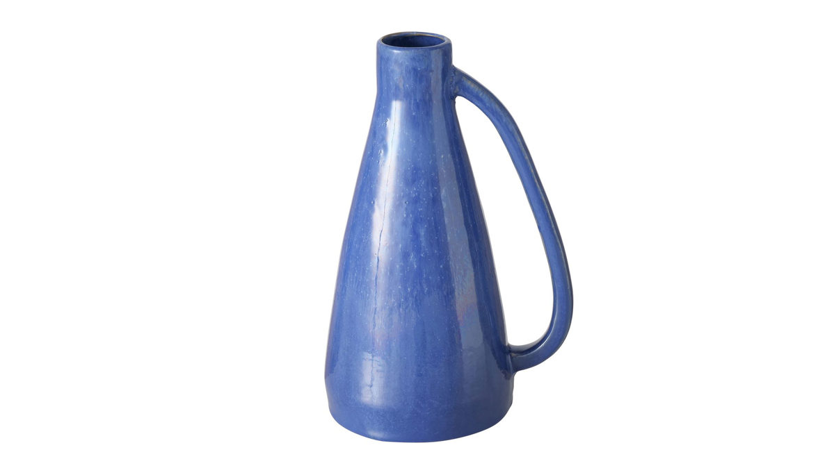 Vase Boltze aus Keramik in Blau Vase Peruya blaues Steingut - konisch, Höhe ca. 26 cm