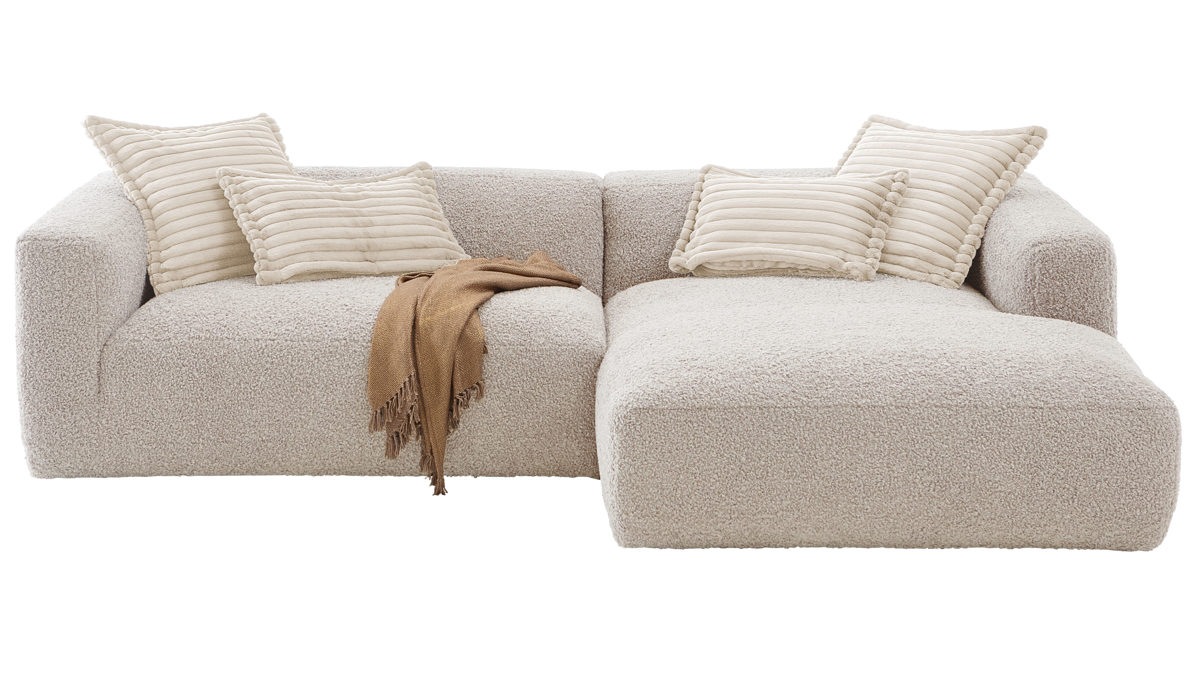 Ecksofa Gutmann factory® aus Stoff in Weiß Lounge-Polstermöbel Aversa - Ecksofa weiße Bezüge 806.55 & 834.55 - Stellfläche ca. 280 x 175 cm