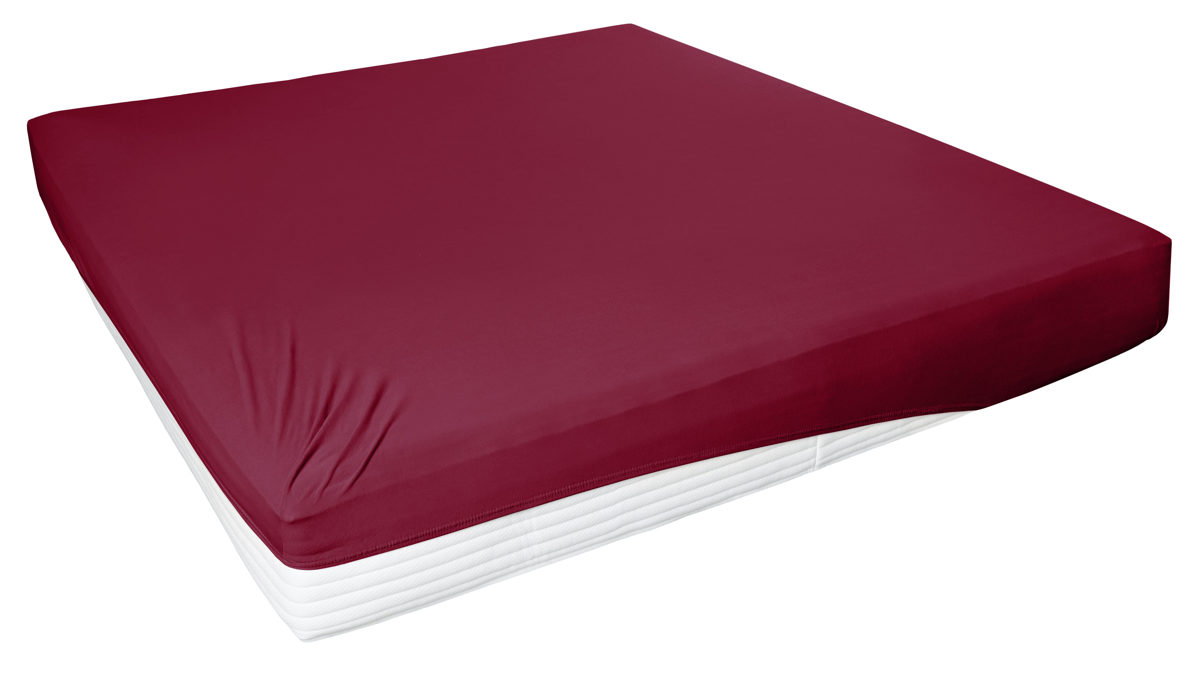 Spannbettlaken H. g. hahn haustextilien® aus Stoff in Dunkelrot HAHN Spannbettlaken für Wasser- und Boxspringmatratzen bordeauxroter Baumwolljersey - ca. 100 x 200 cm