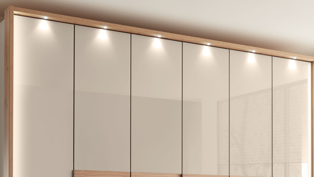Möbelbeleuchtung PARTNERRING COLLECTION aus Holz in Holzfarben PARTNERRING COLLECTION Schlafzimmerprogramm Verona - beleuchtetes Passepartout für ca. 300 cm Schrankbreite