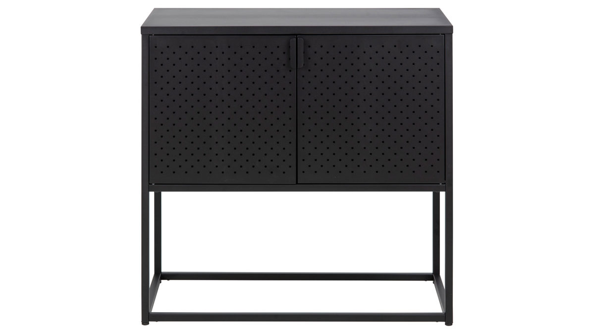 Sideboard Actona group aus Metall in Schwarz Metallmöbel Newton - Sideboard schwarzer Stahl - zwei Türen, Länge ca. 82 cm