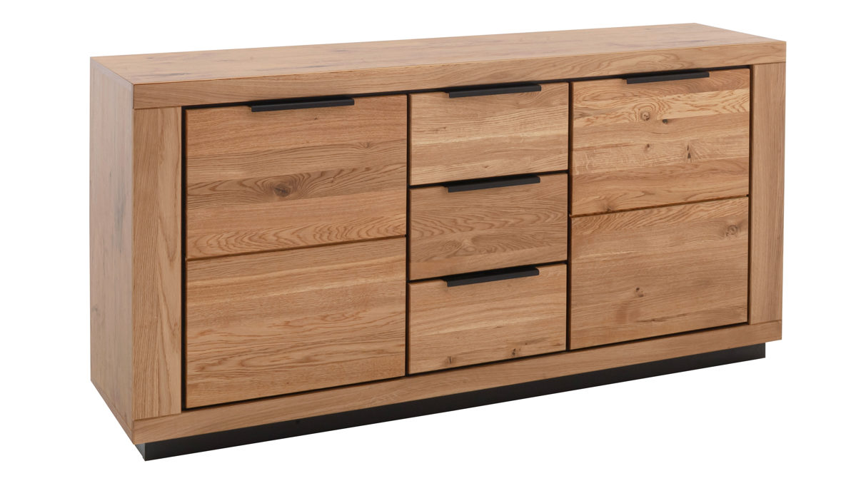 Sideboard Mca direkt aus Holz in Holzfarben Wohnprogramm Greno - Sideboard Wildeiche - zwei Türen, drei Schubladen, Breite ca. 163 cm