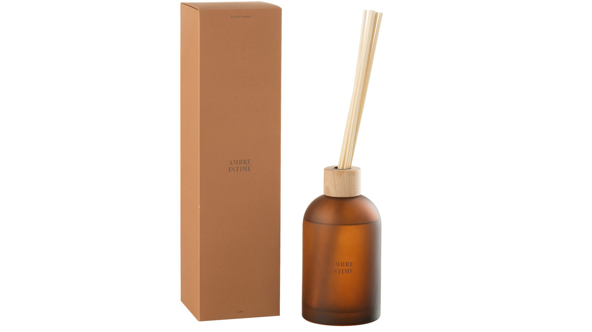 Wohnaccessoire Jolipa aus Glas in Braun Duftspender Ambre Intime Gelb – Duftnuance Amber, ca. 10 x 36 cm