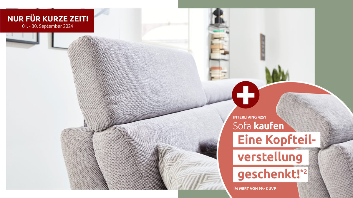 Funktion Interliving aus Metall in Transparent Interliving Sofa Serie 4251 – Kopfteilverstellung Funktions-Mehrpreis