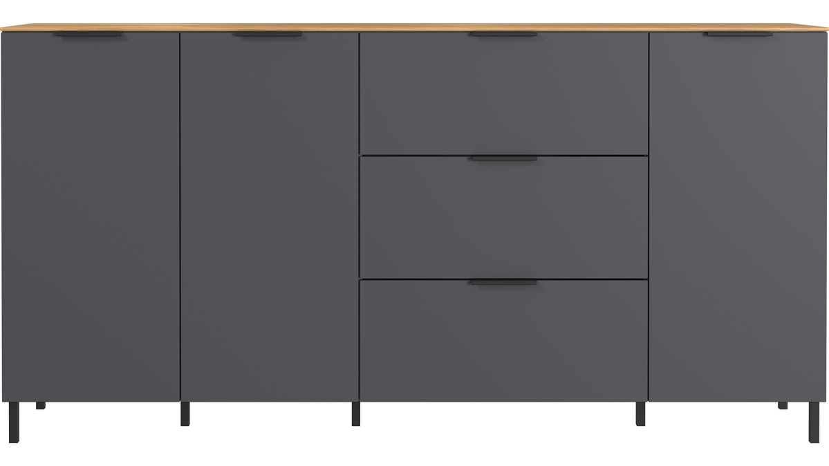 Sideboard Germania i.i. aus Holz in Dunkelgrau Wohnprogramm California - Sideboard Graphit & Navarra Eiche - ca. 192 x 98 cm