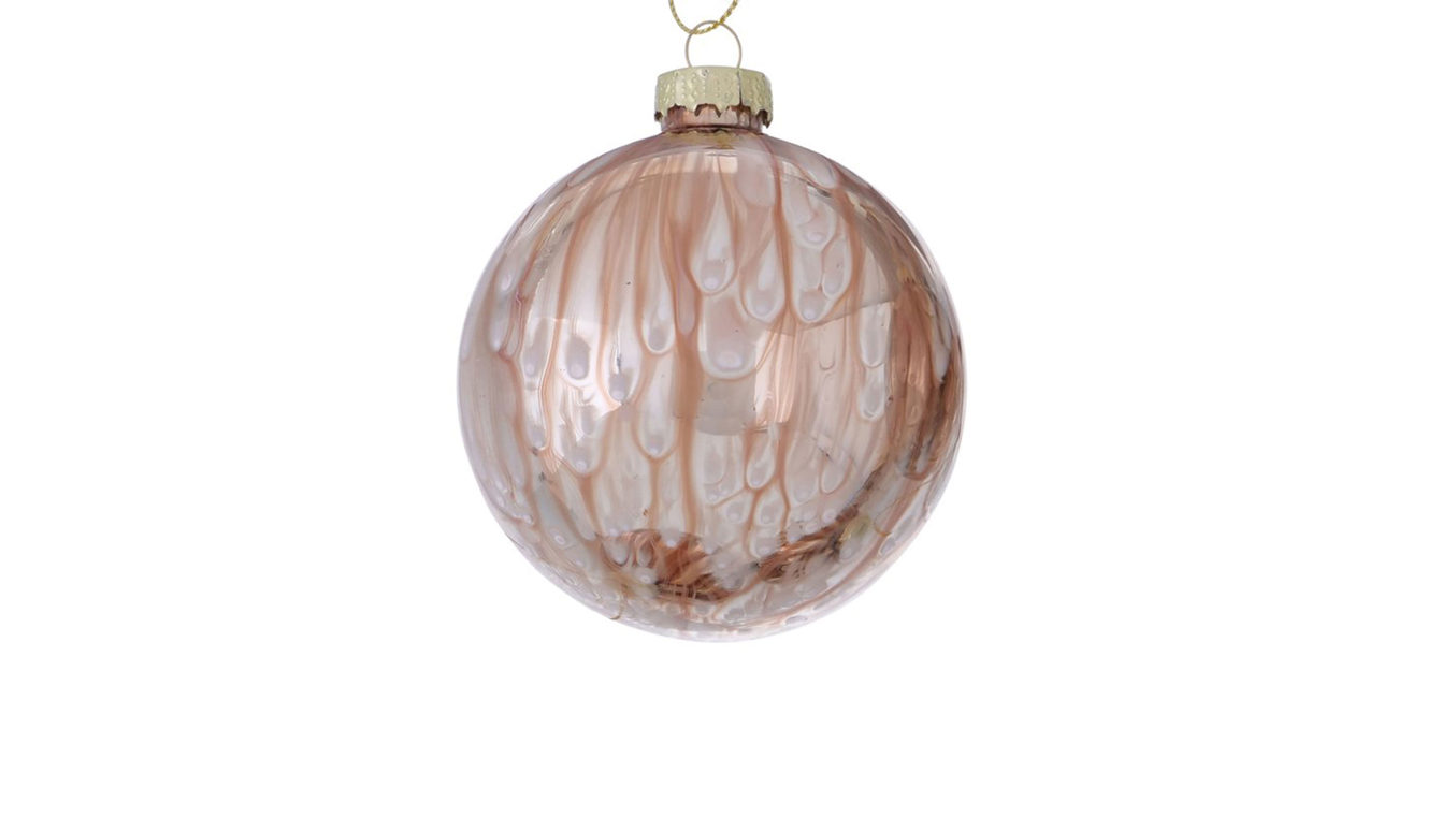 Weihnachtsdekoration Boltze aus Glas in Rosa Weihnachtskugel Goldie I rosafarben marmoriert - Durchmesser ca. 8 cm