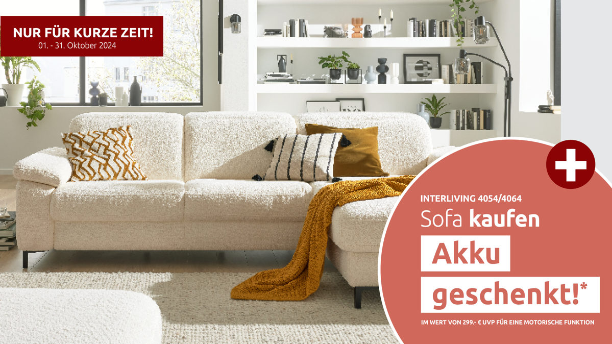 Ecksofa Interliving aus Stoff in Weiß Interliving Sofa Serie 4054 – Ecksofa naturweiße Chenille Kama & schwarze Metallfüße – Stellfläche ca. 279 x 176 cm