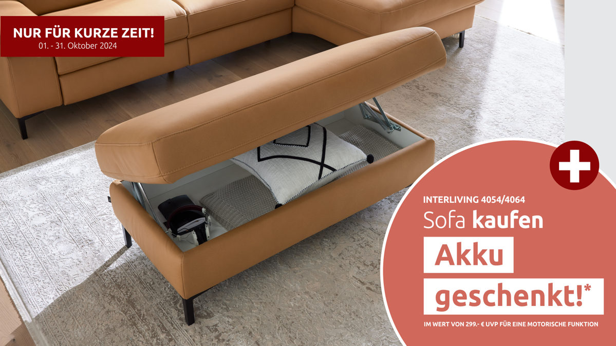 Funktionshocker Interliving aus Stoff in Orange Interliving Sofa Serie 4064 - XXL-Funktionshocker kurkumafarbene Mikrofaser Galero Punto & Fuß W003-01 - ca. 130 x 65 cm