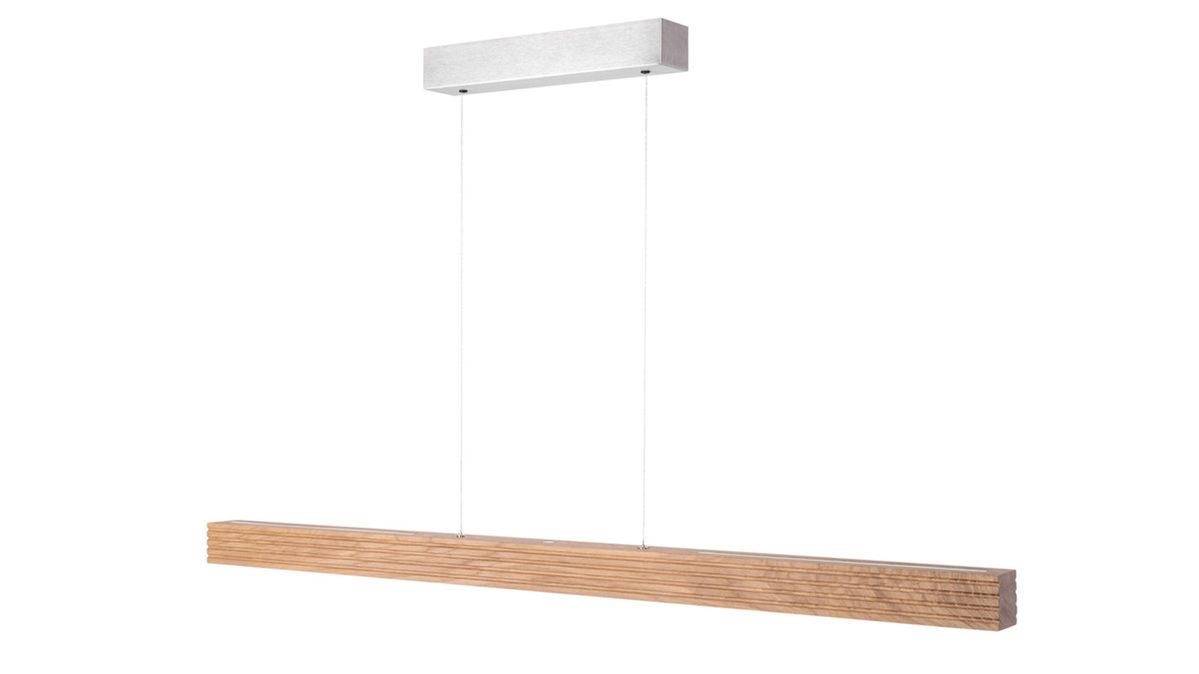 Pendelleuchte Spot light aus Holz in Holzfarben SPOT LIGHT Pendelleuchte Femi Eiche & Nickel - Breite ca. 120 cm