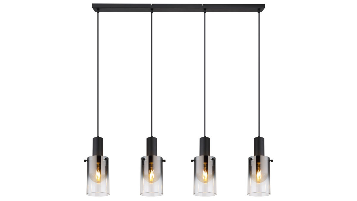 Pendelleuchte Globo lighting aus Glas in Schwarz GLOBO Hängelampe Florentina rauchfarbenes Glas - Länge ca. 103 cm