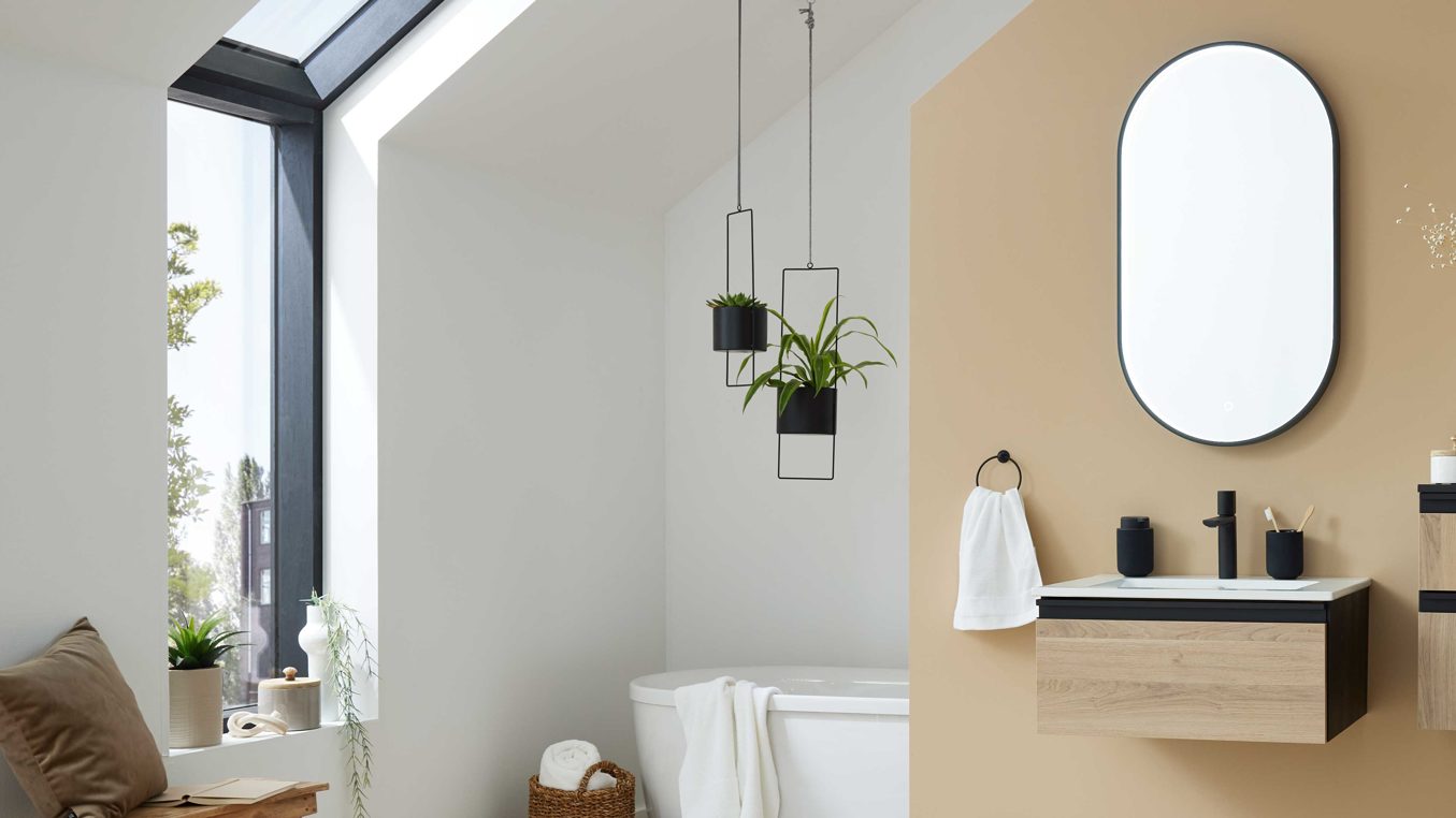 Badmöbel-Set Interliving aus Holz in Holzfarben Interliving Bad Serie 3702 - Badmöbel-Set 7771 naturfarbene Cuneo Eiche - dreiteilig