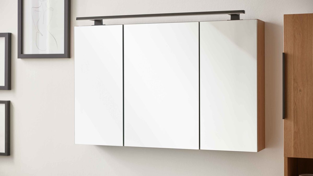 Badmöbel-Set Interliving aus Holz in Holzfarben Interliving Bad Serie 3702 - Badmöbel-Set 7751 braune Cuneo Eiche - dreiteilig